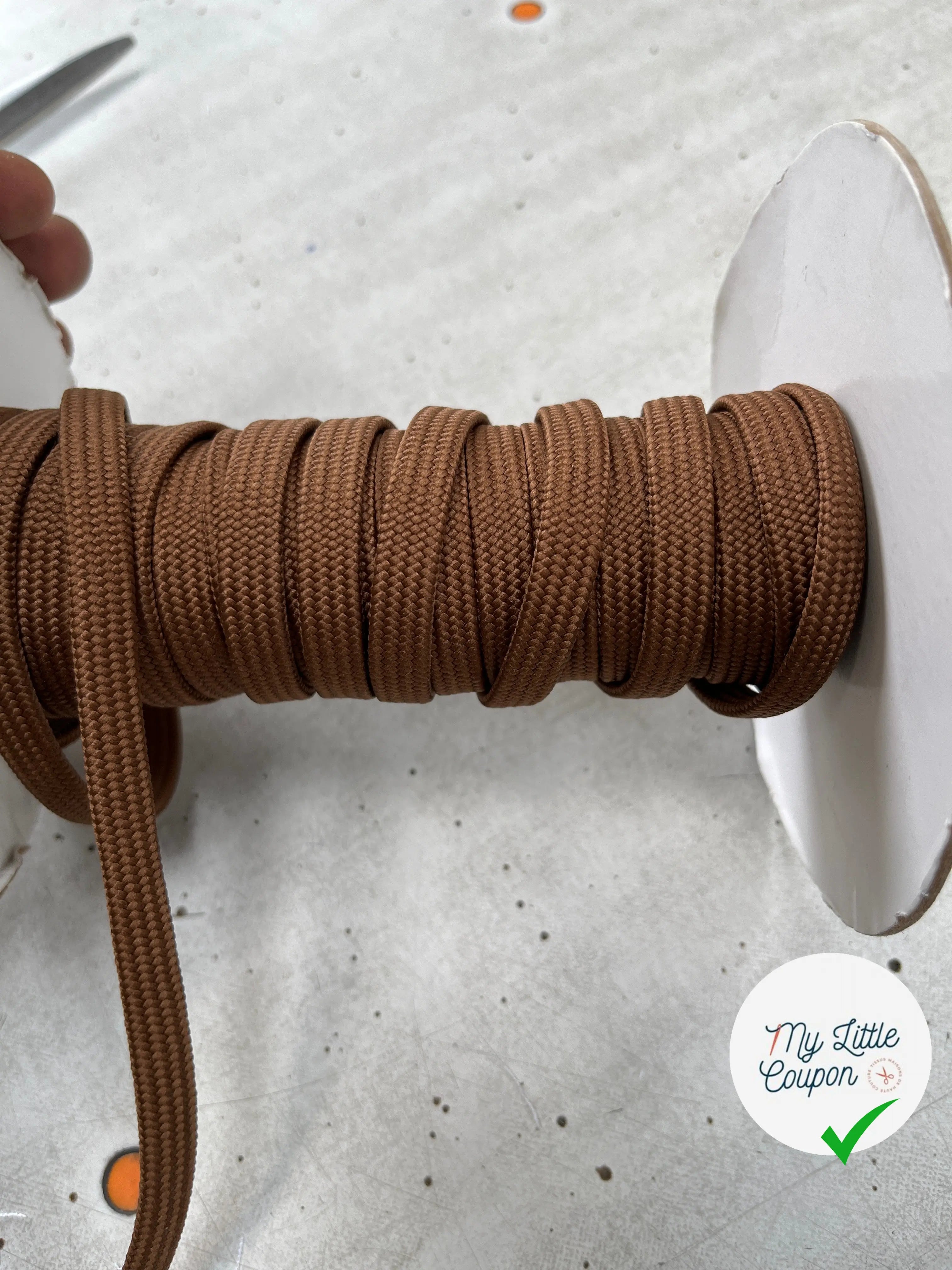 CORDON TRESSÉ PLAT Marron noisette 10mm - My Little Coupon