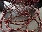 CORDON TRESSÉ ROND BORDEAUX PÉPITE ORANGE FLUO ET BLANC 4mm - My Little Coupon