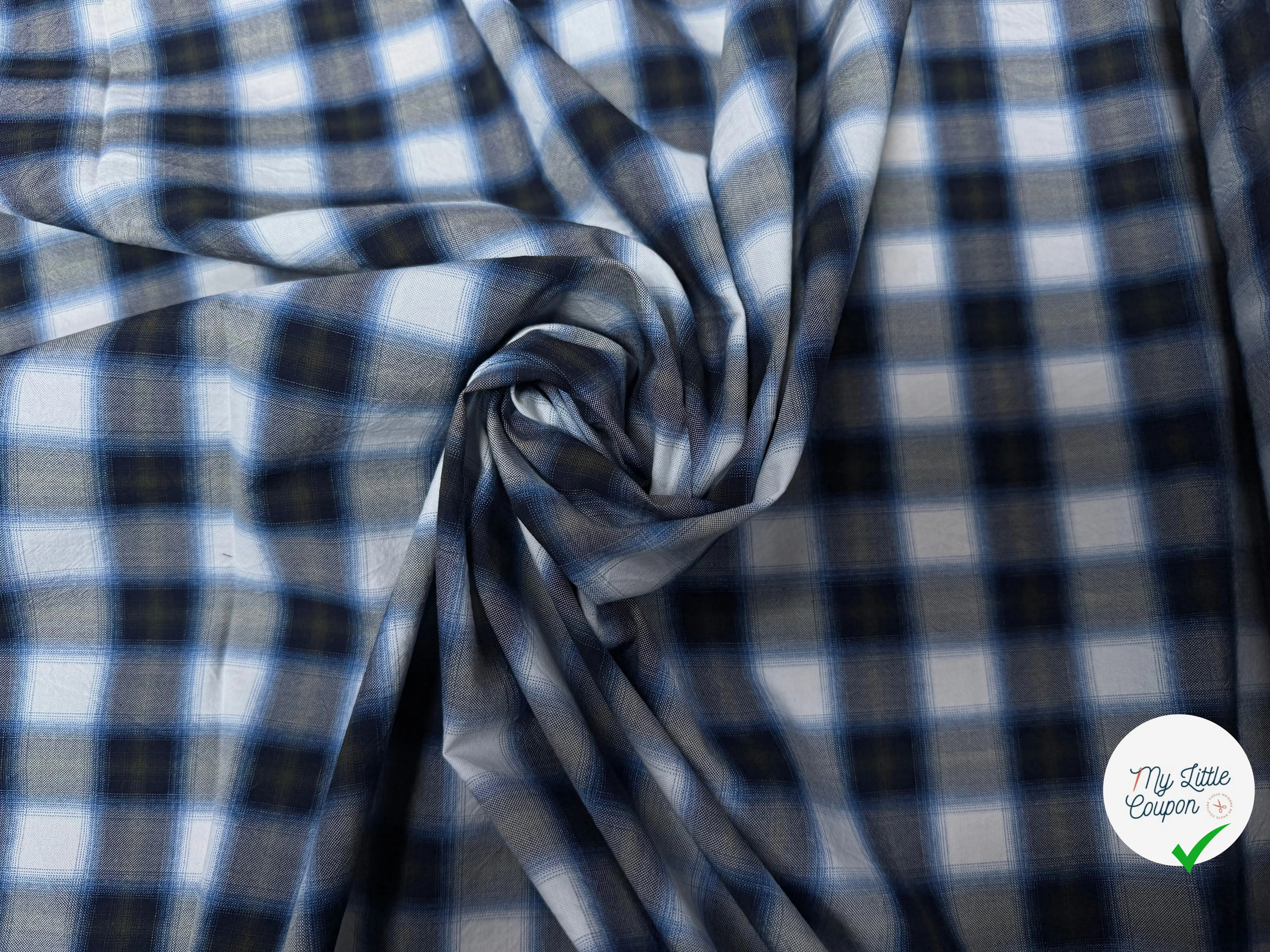 COTON A CARREAUX BLANC BLEU ET GRIS - My Little Coupon