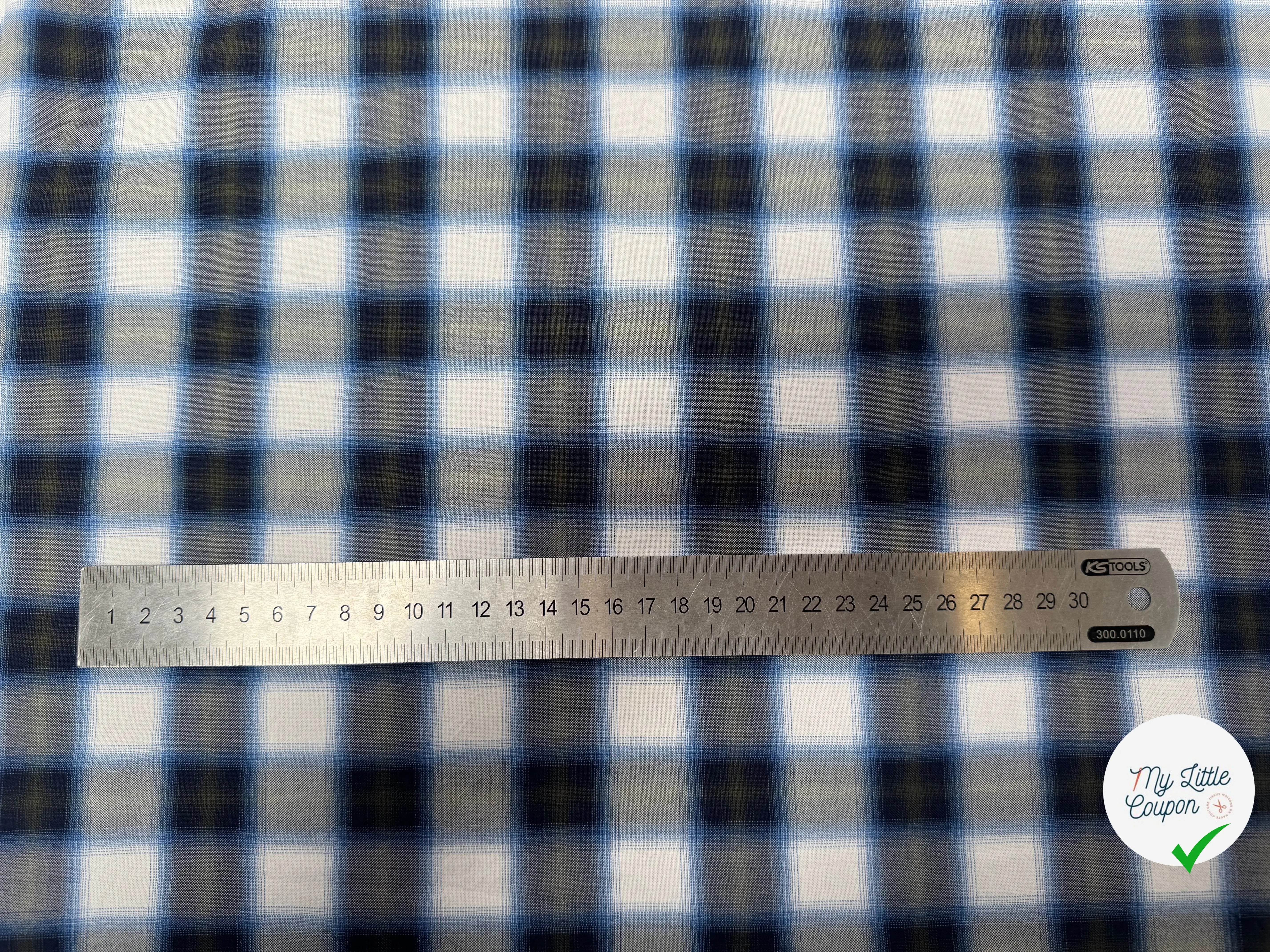 COTON A CARREAUX BLANC BLEU ET GRIS - My Little Coupon