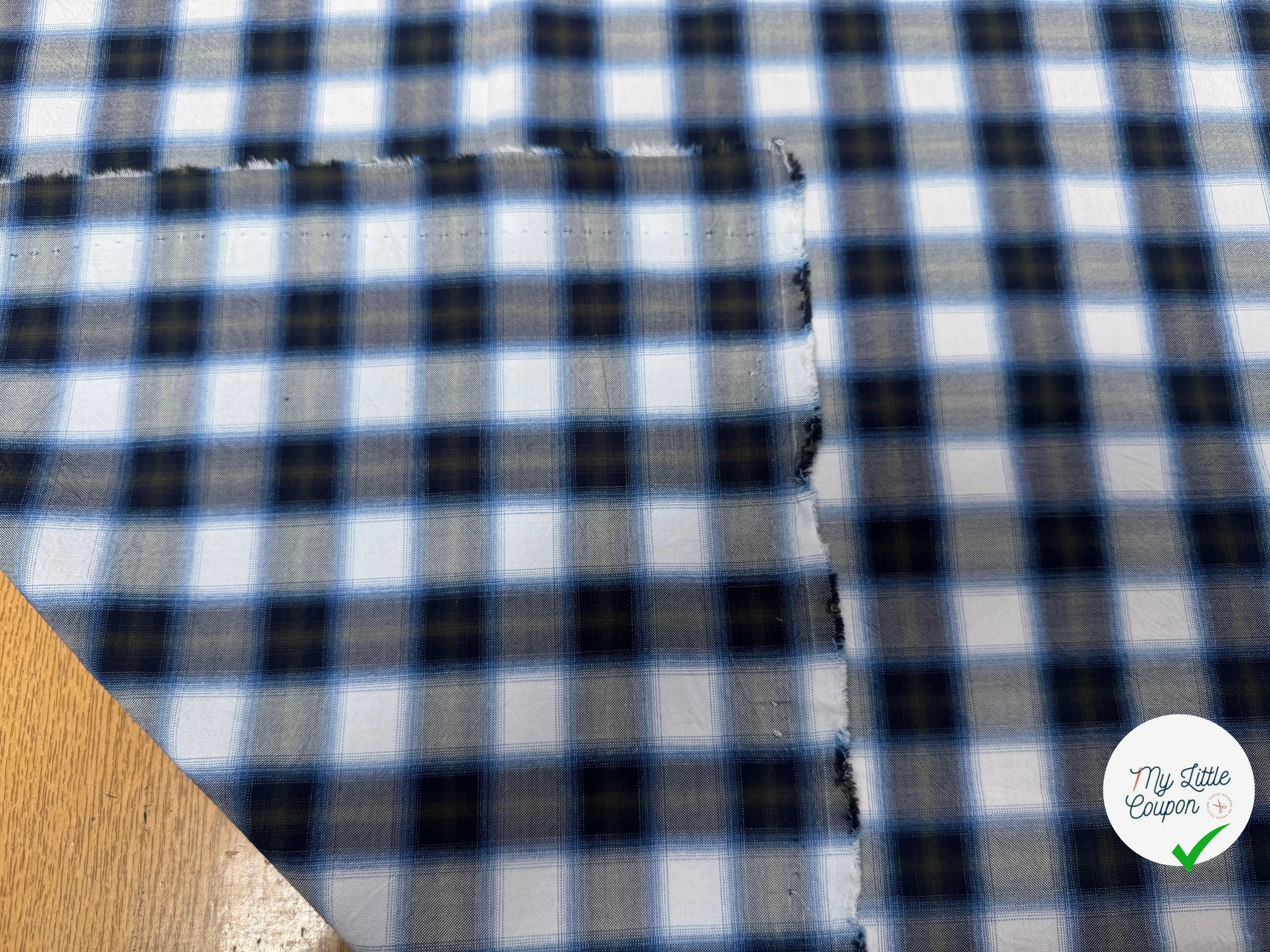 COTON A CARREAUX BLANC BLEU ET GRIS - My Little Coupon