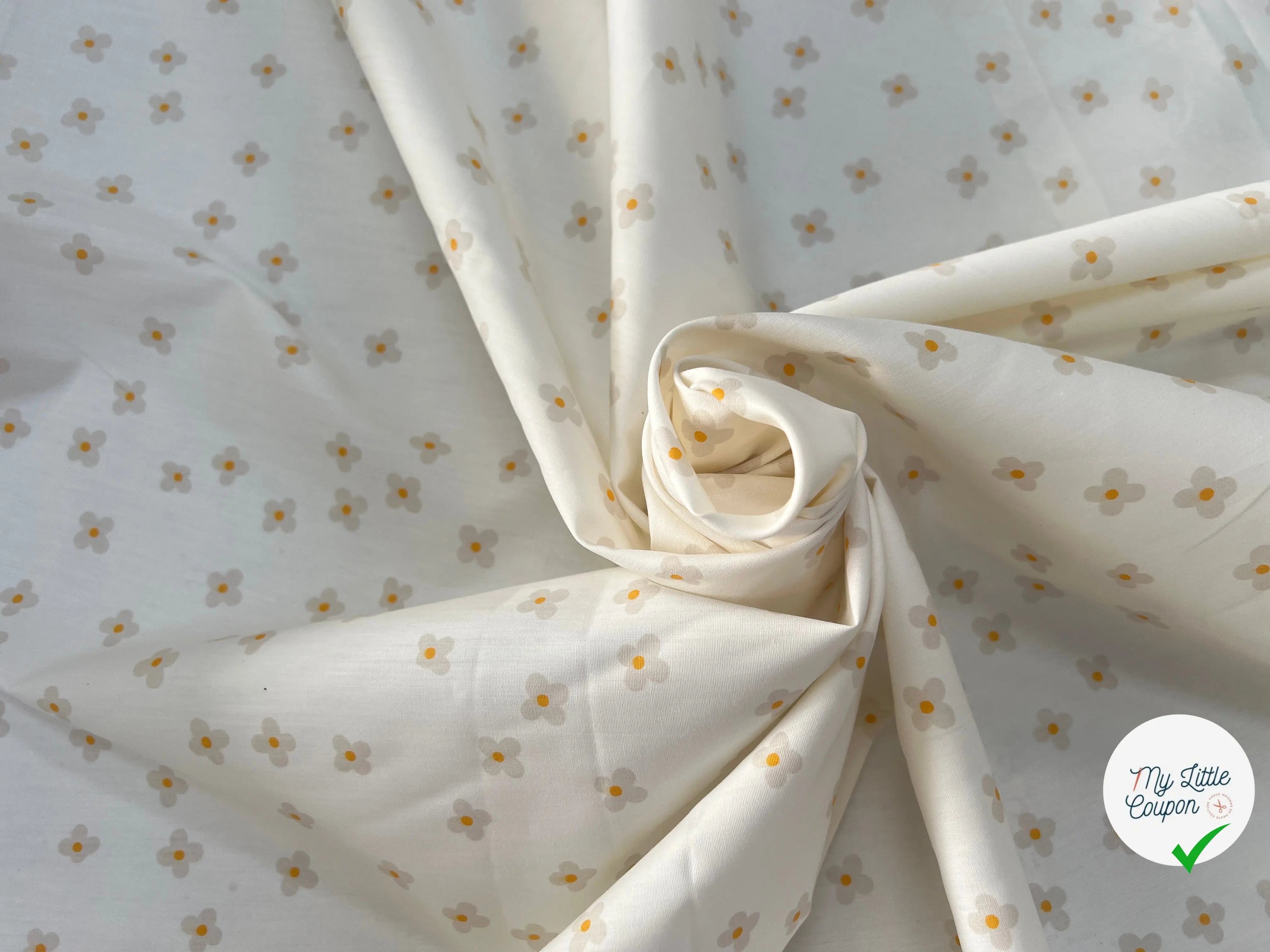 COTON BÉBÉ 120 FILS FLEURS FOND BLANC - My Little Coupon