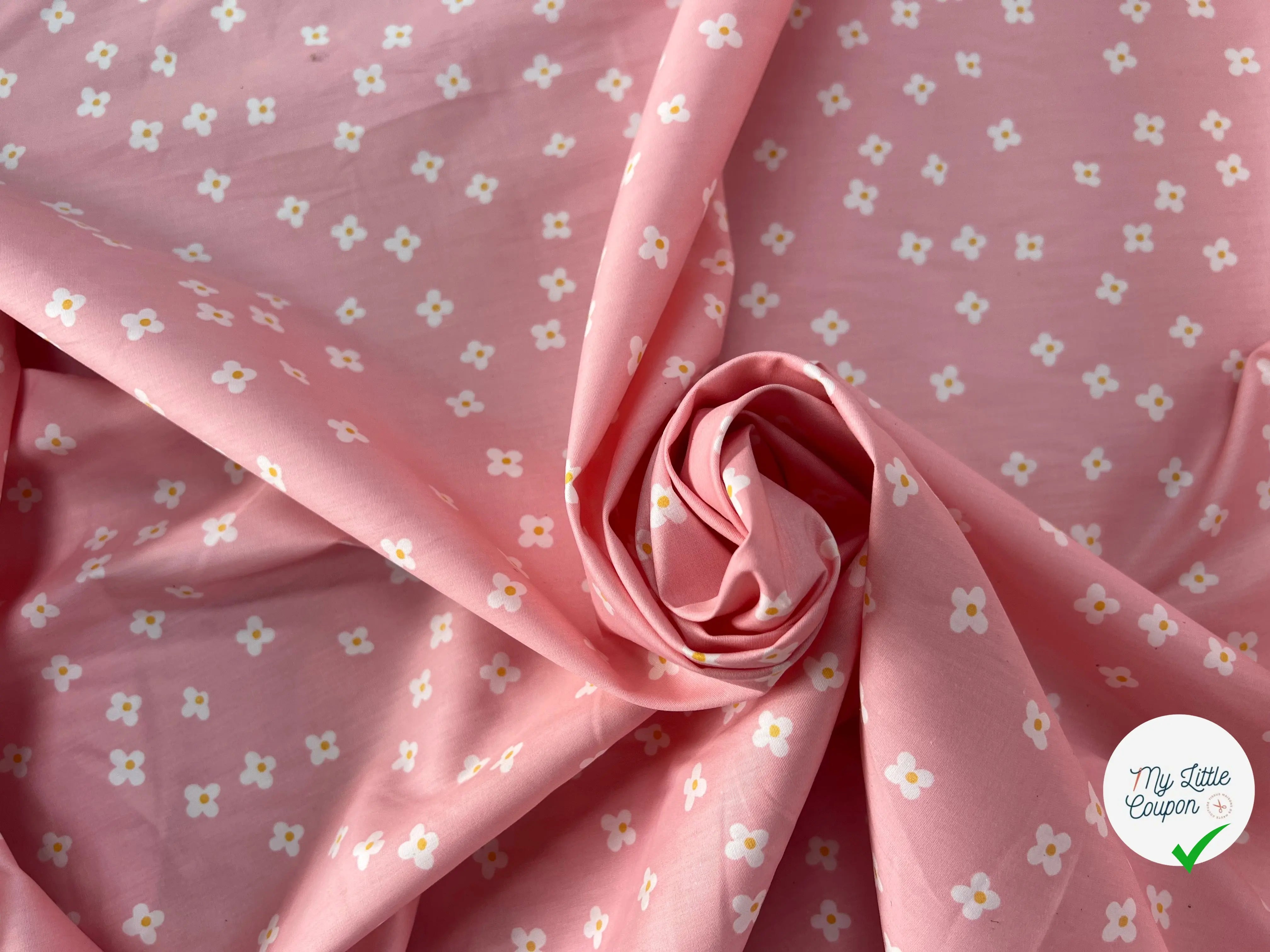 COTON BÉBÉ 120 FILS FLEURS FOND ROSE - My Little Coupon