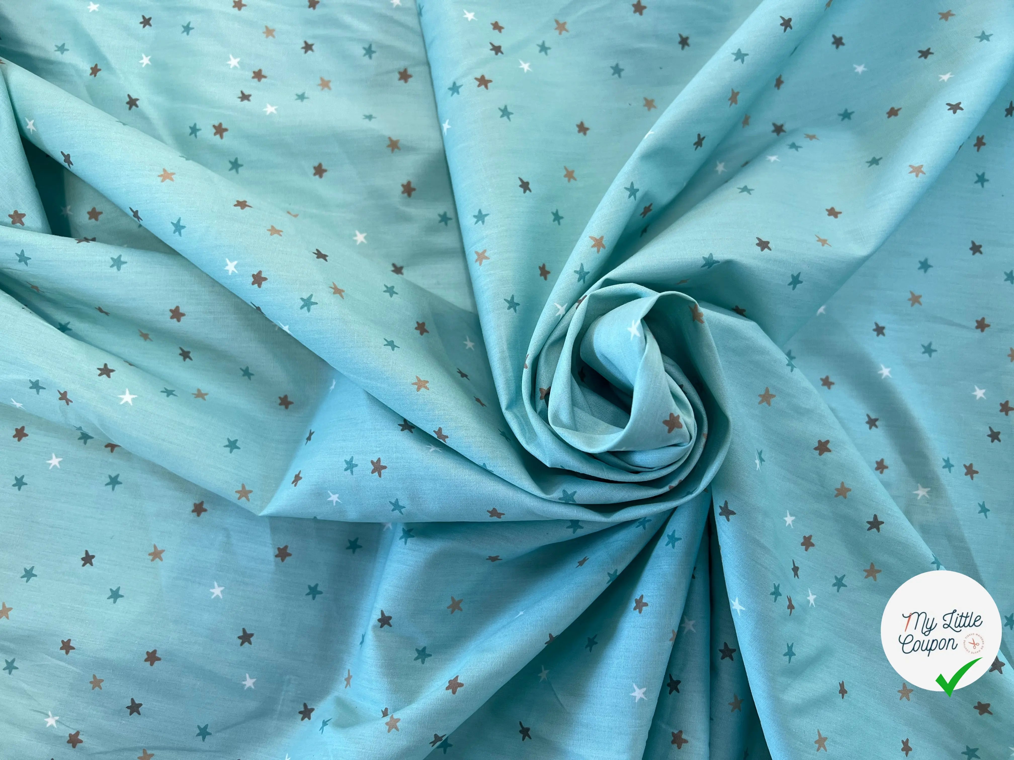 COTON BÉBÉ 120 FILS ROSE MOTIF ETOILE BLEU - My Little Coupon