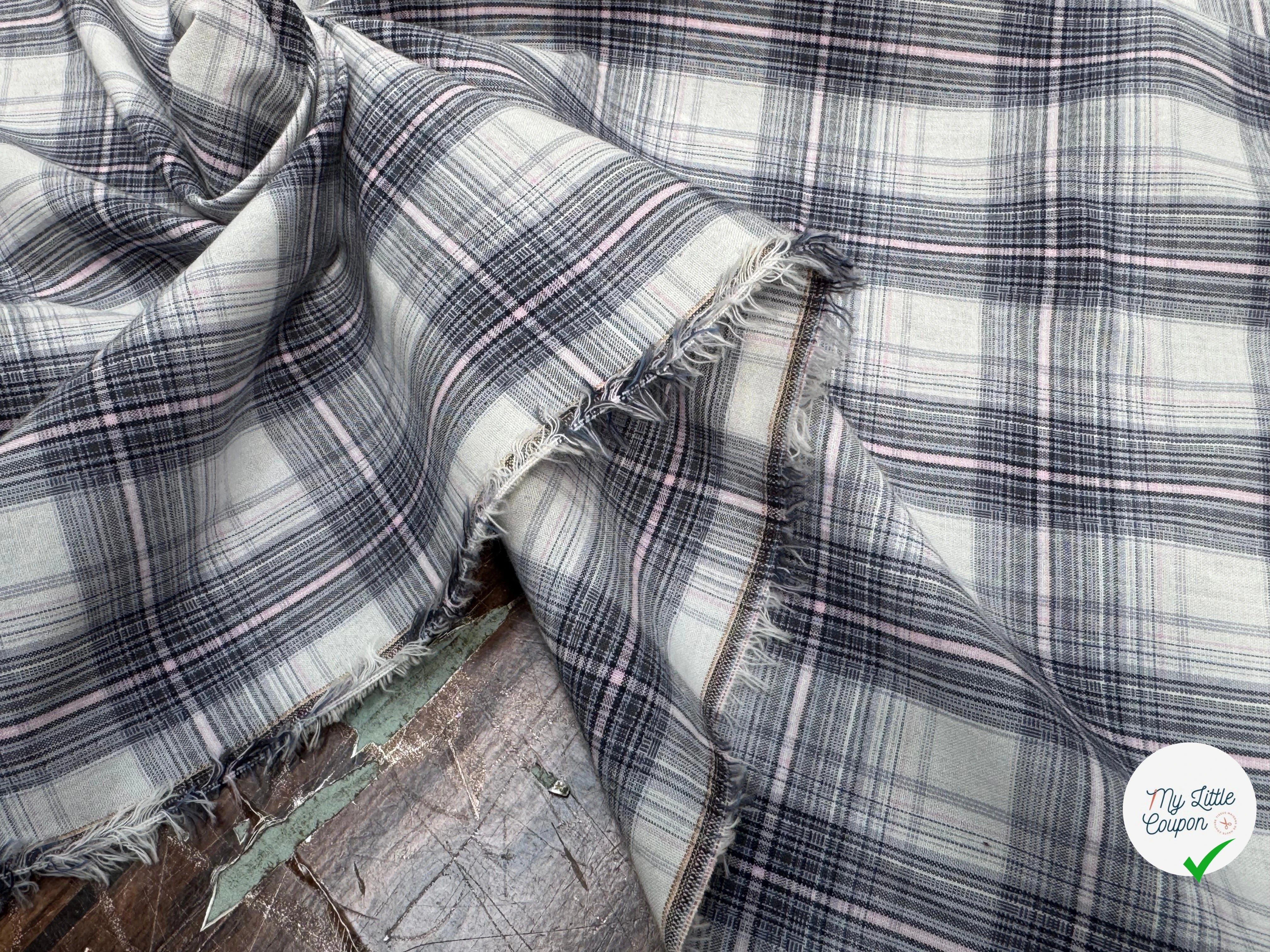 COTON CHEMISE À CARREAUX FINE RAYURES MULTICOLORS BLEU GRIS ROSE - My Little Coupon