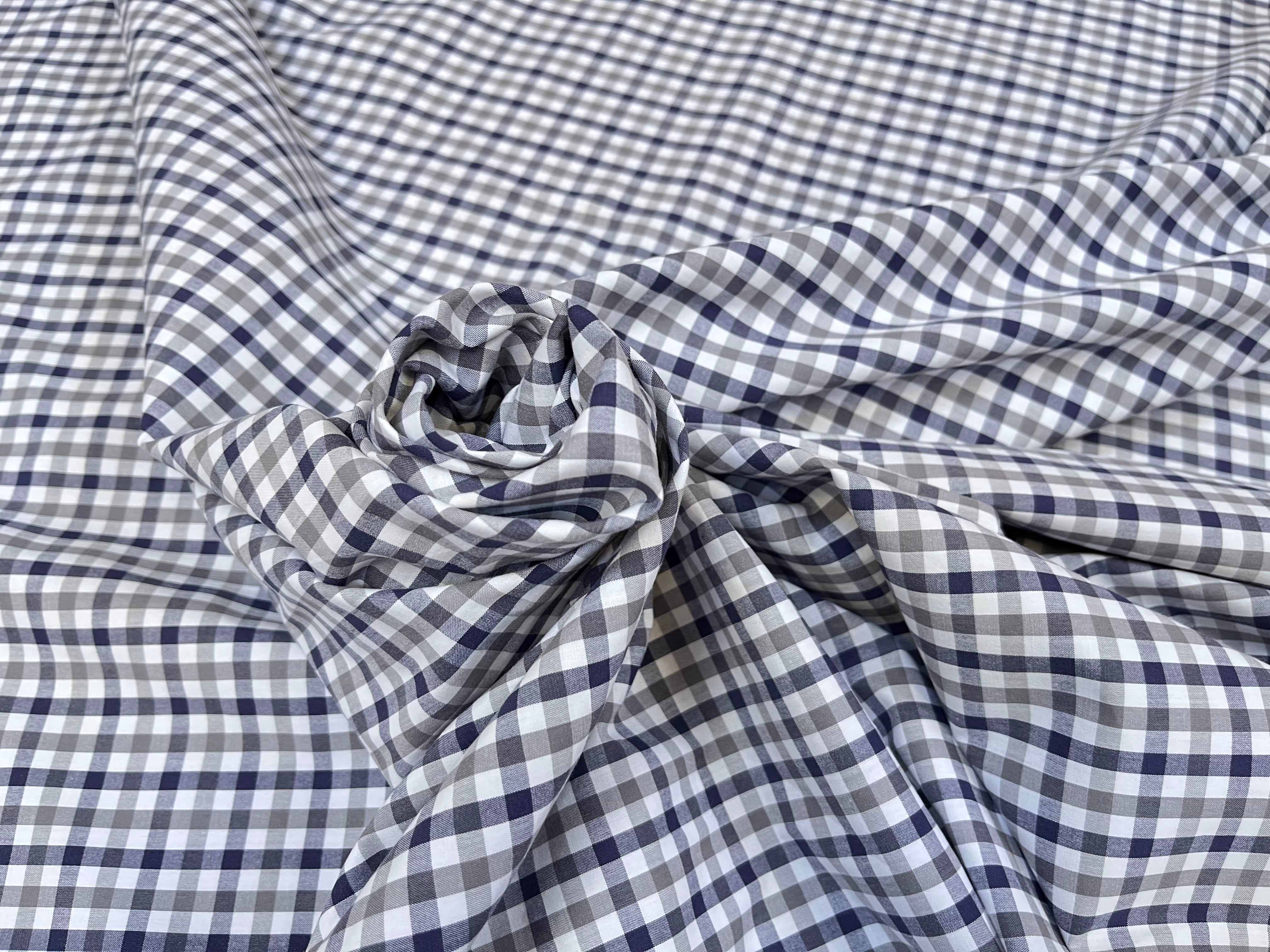 COTON CHEMISE CARREAUX BLANC GRIS BLEU - My Little Coupon