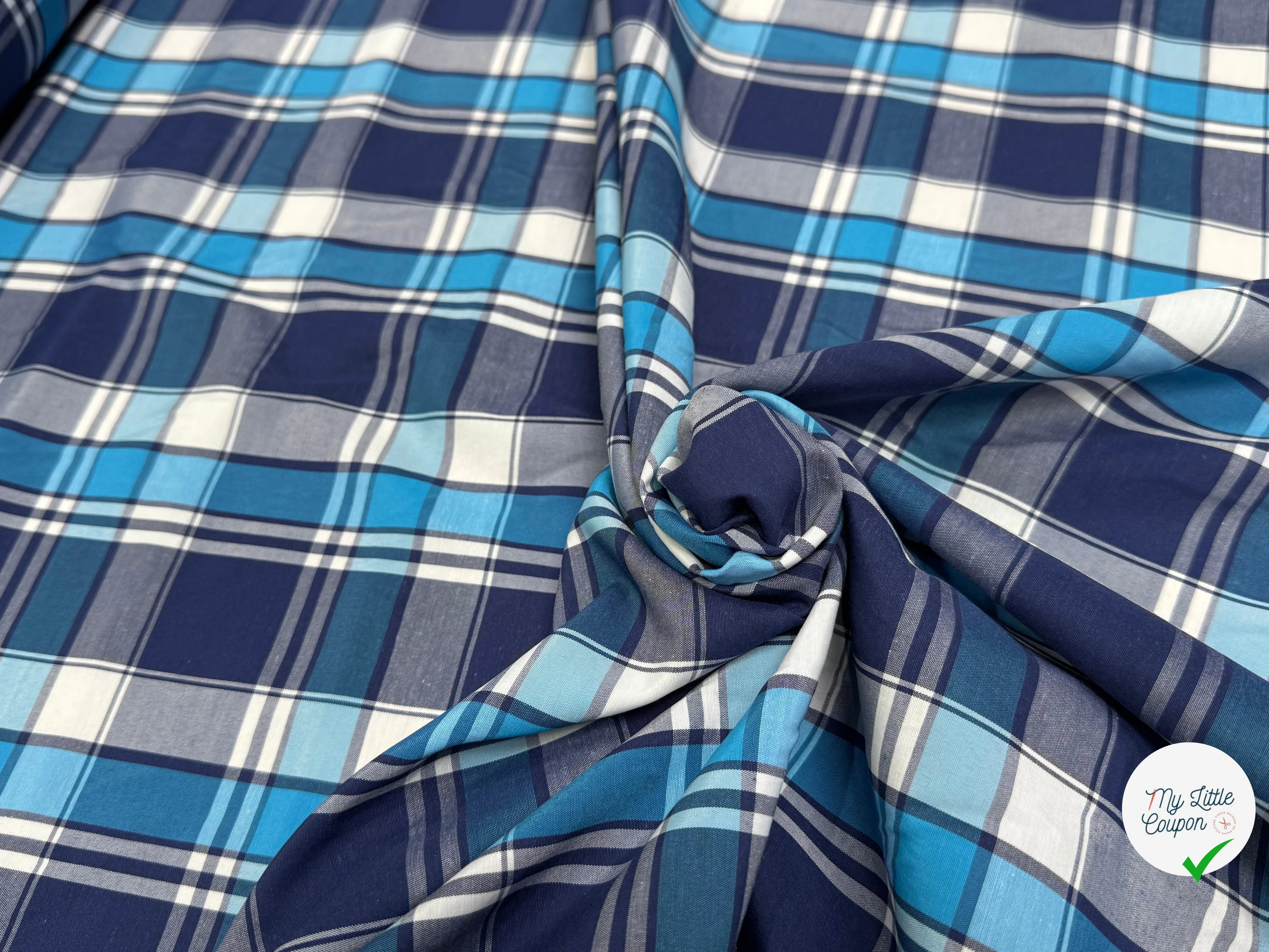 COTON CHEMISE CARREAUX BLEU BLANC - My Little Coupon