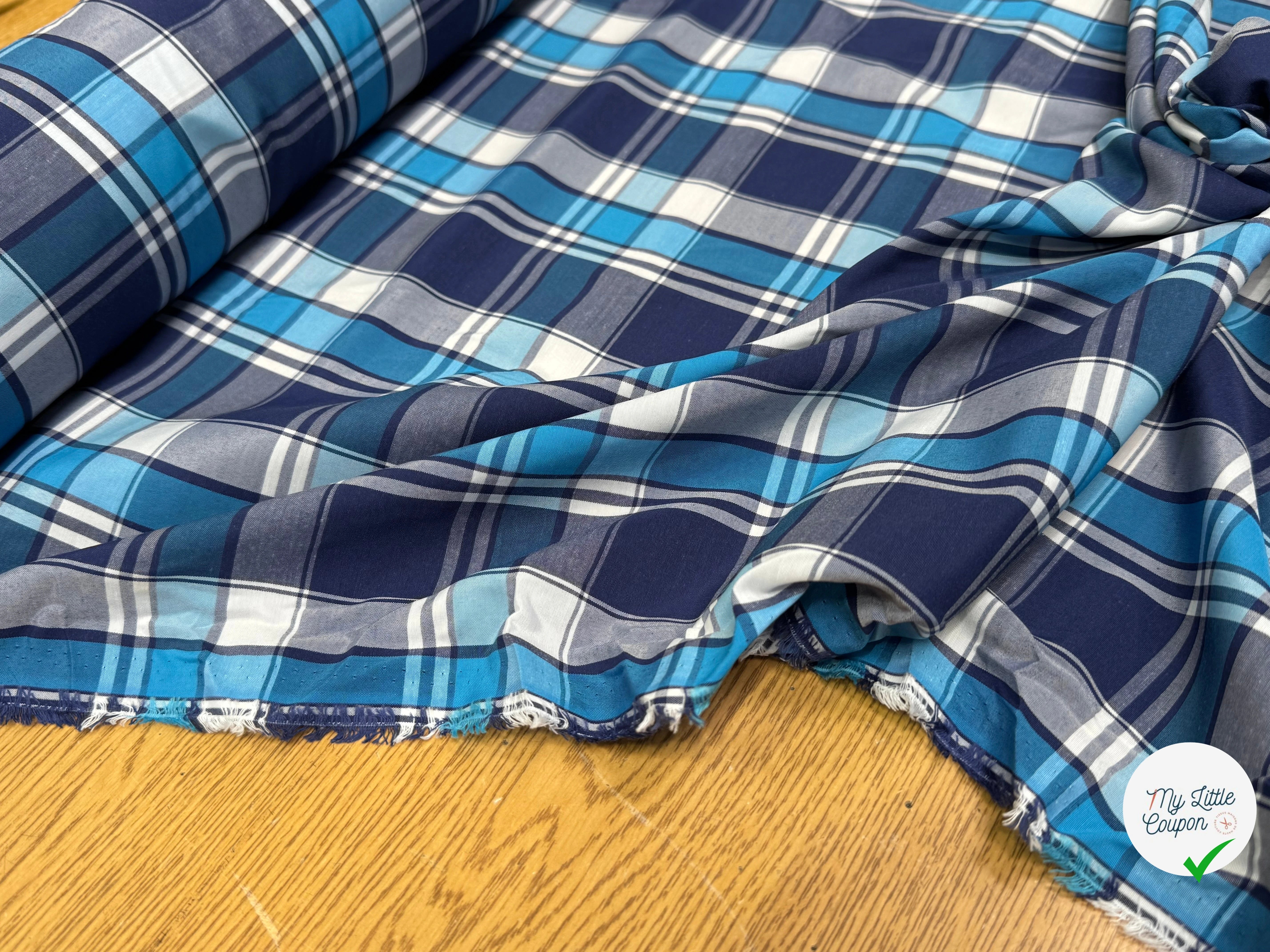 COTON CHEMISE CARREAUX BLEU BLANC - My Little Coupon