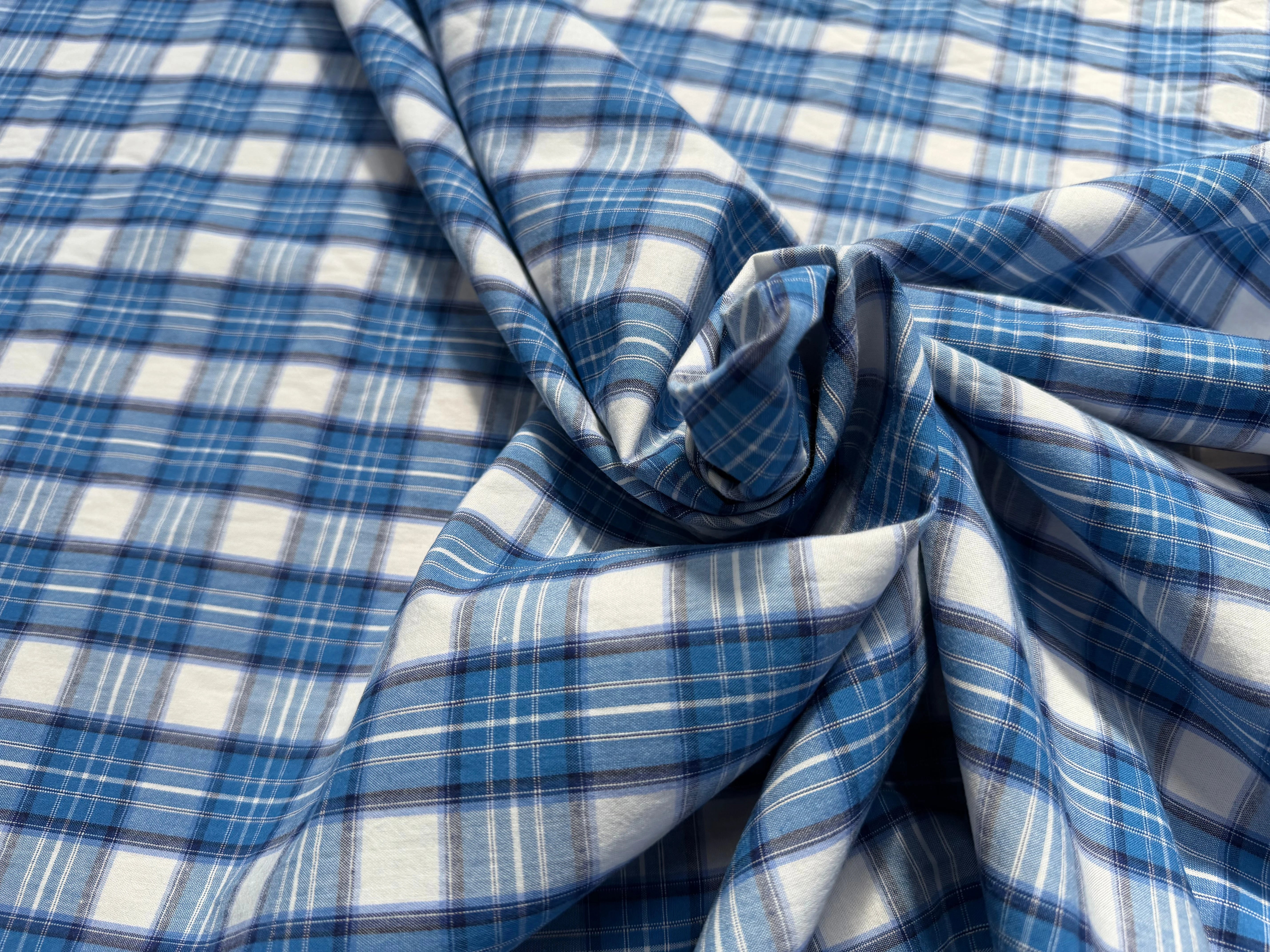 COTON CHEMISE CARREAUX DIVERS BLEU - My Little Coupon