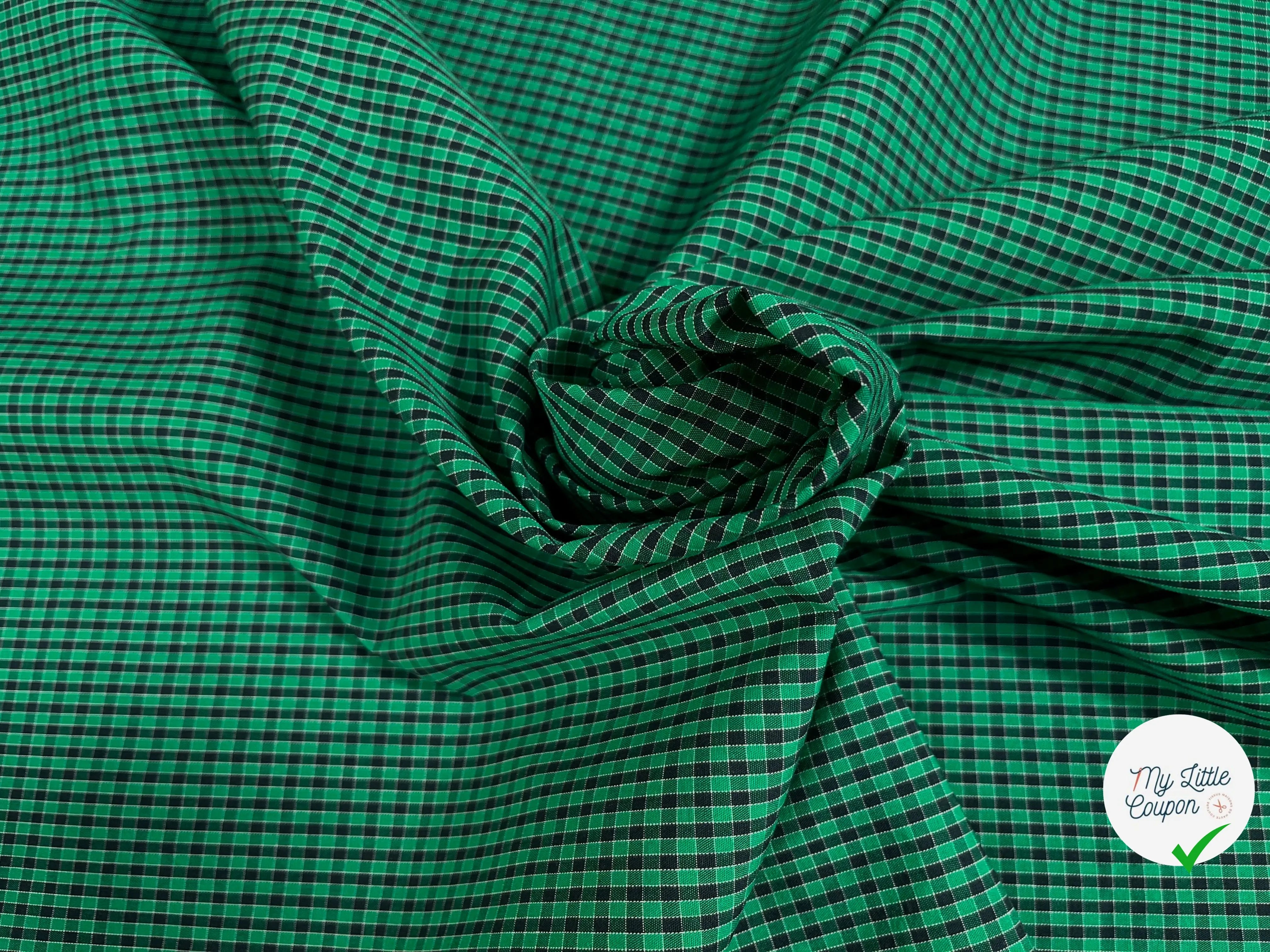 COTON CHEMISE CARREAUX NOIR FOND VERT - My Little Coupon