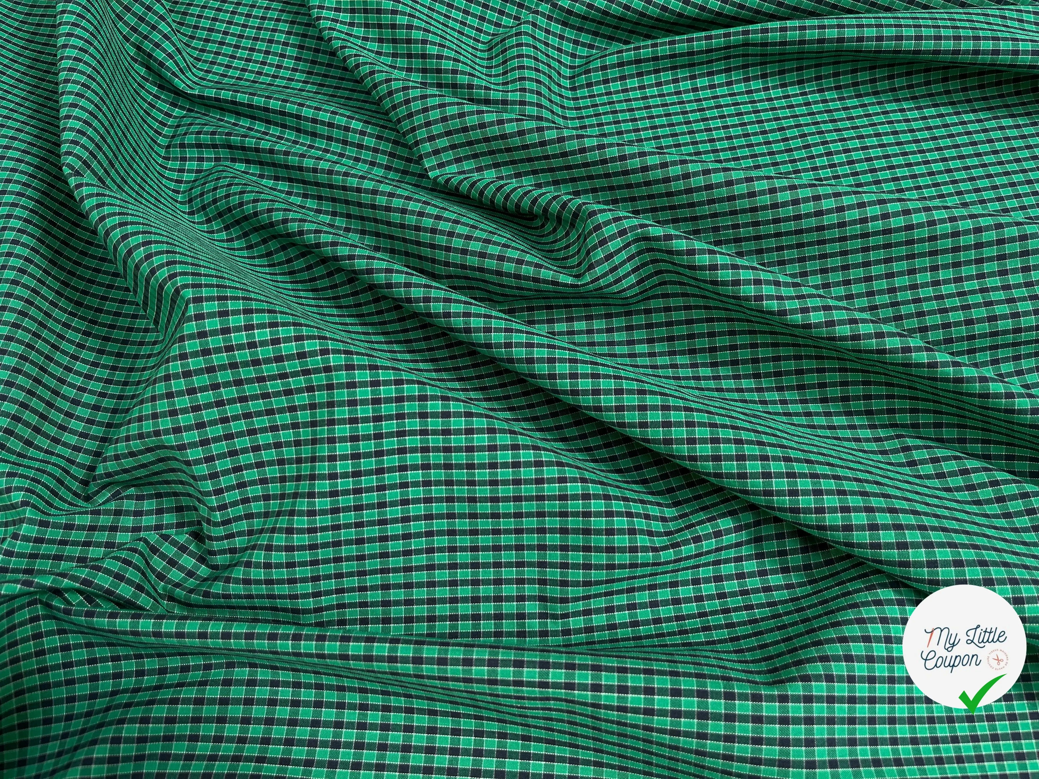 COTON CHEMISE CARREAUX NOIR FOND VERT - My Little Coupon