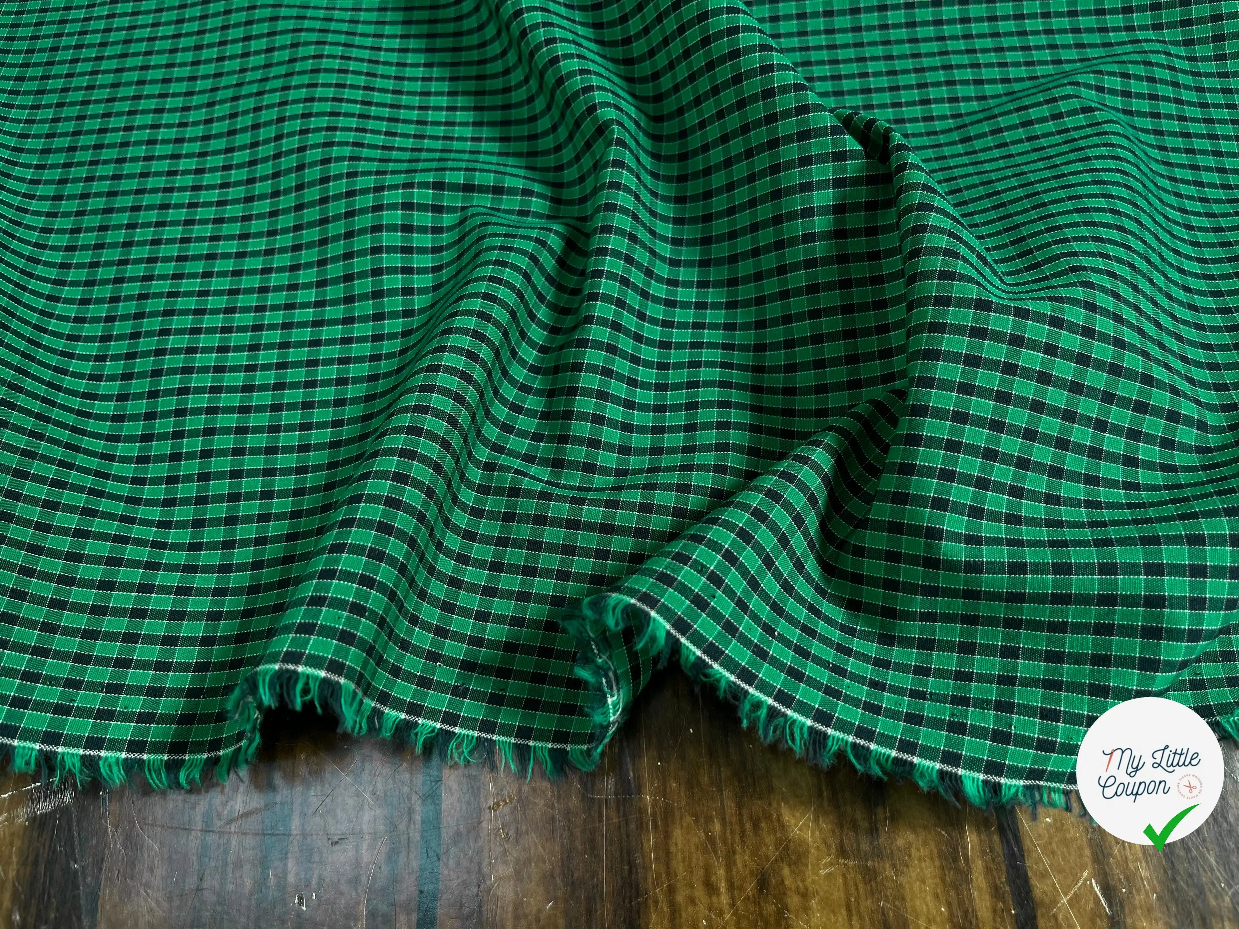 COTON CHEMISE CARREAUX NOIR FOND VERT - My Little Coupon