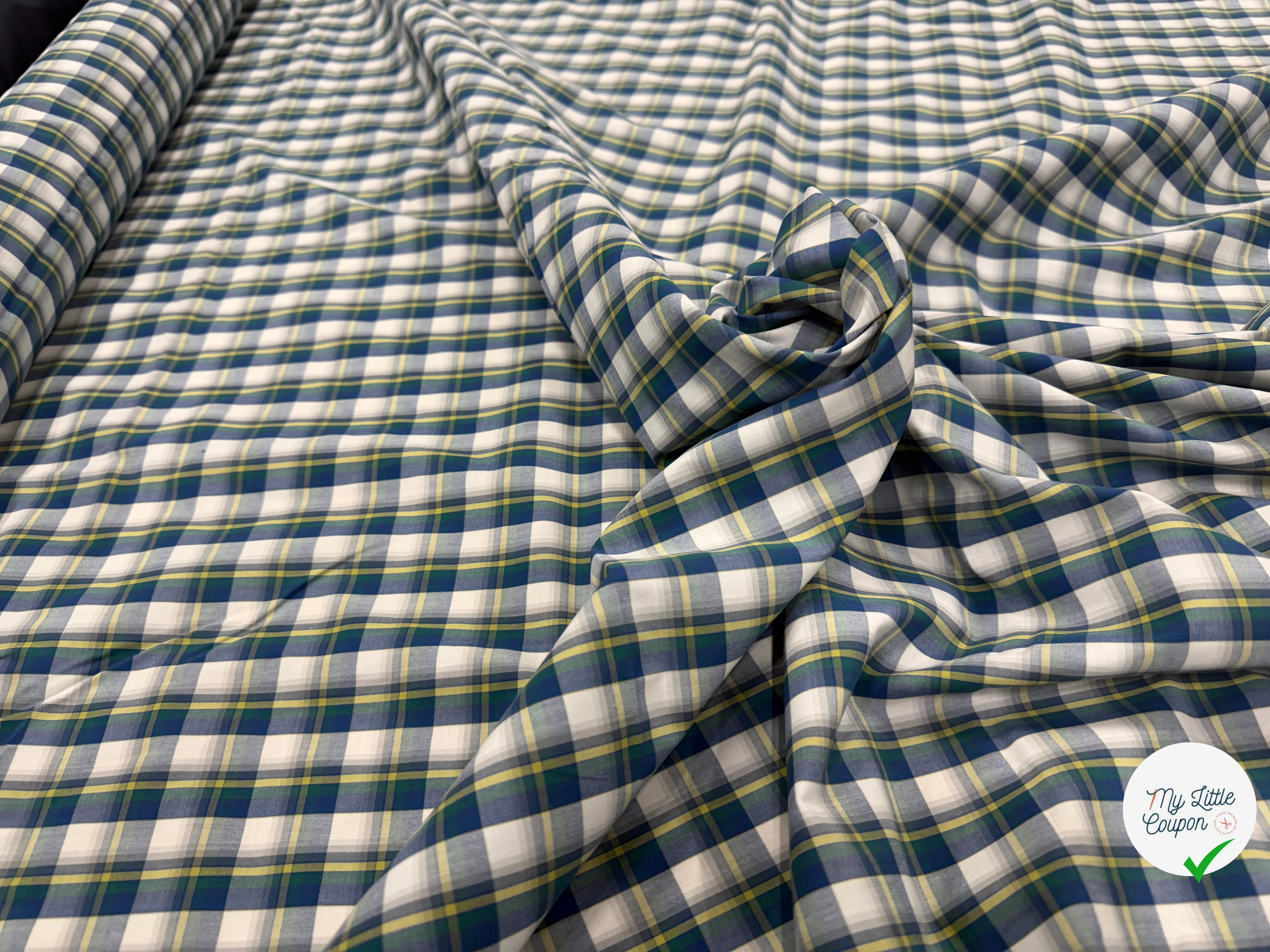 CAMISA DE ALGODÓN A CUADROS VERDE AMARILLO - My Little Coupon