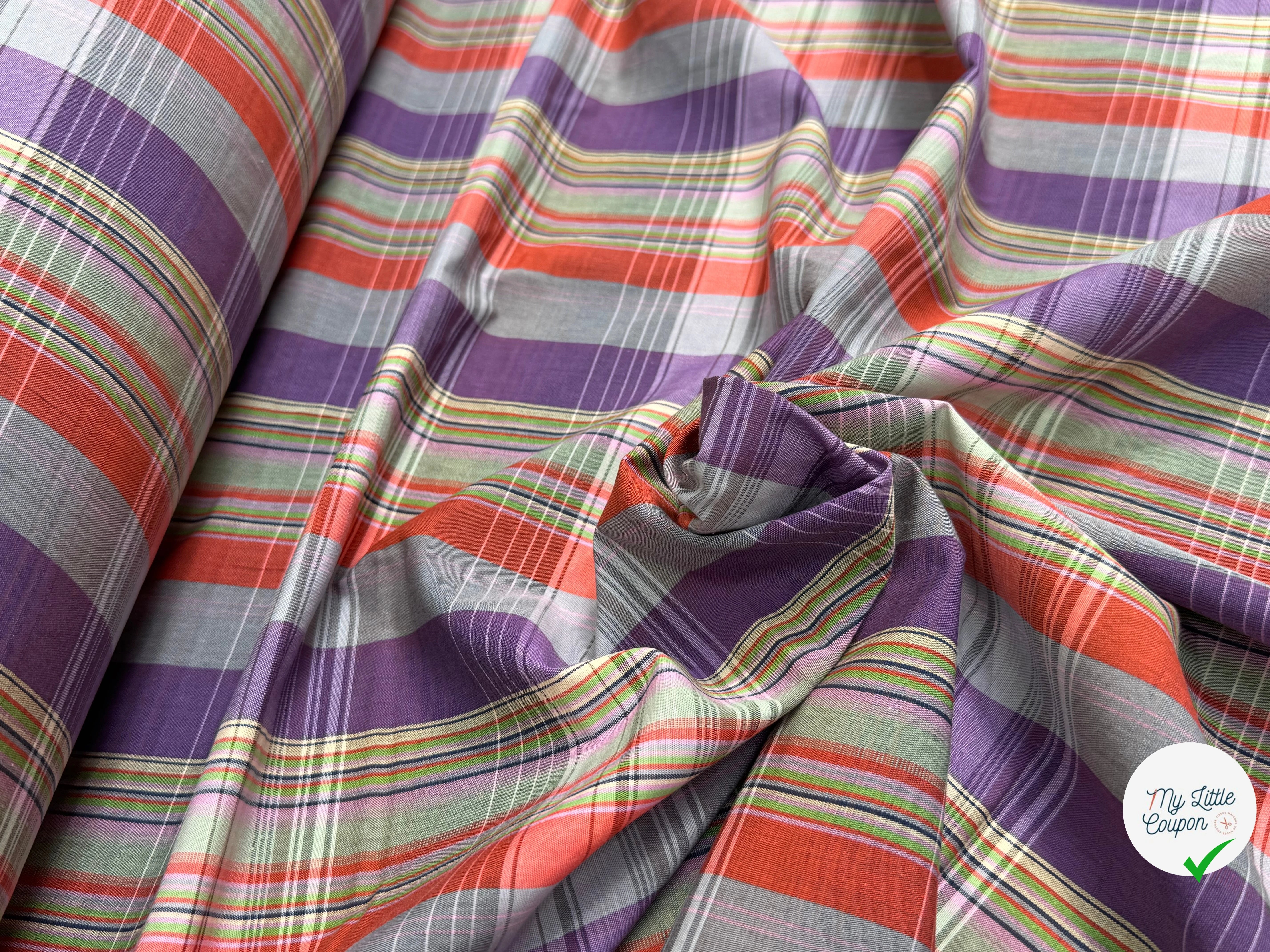 COTON CHEMISE CHIC RAYURES MULTICOLOR GRIS VIOLET - My Little Coupon