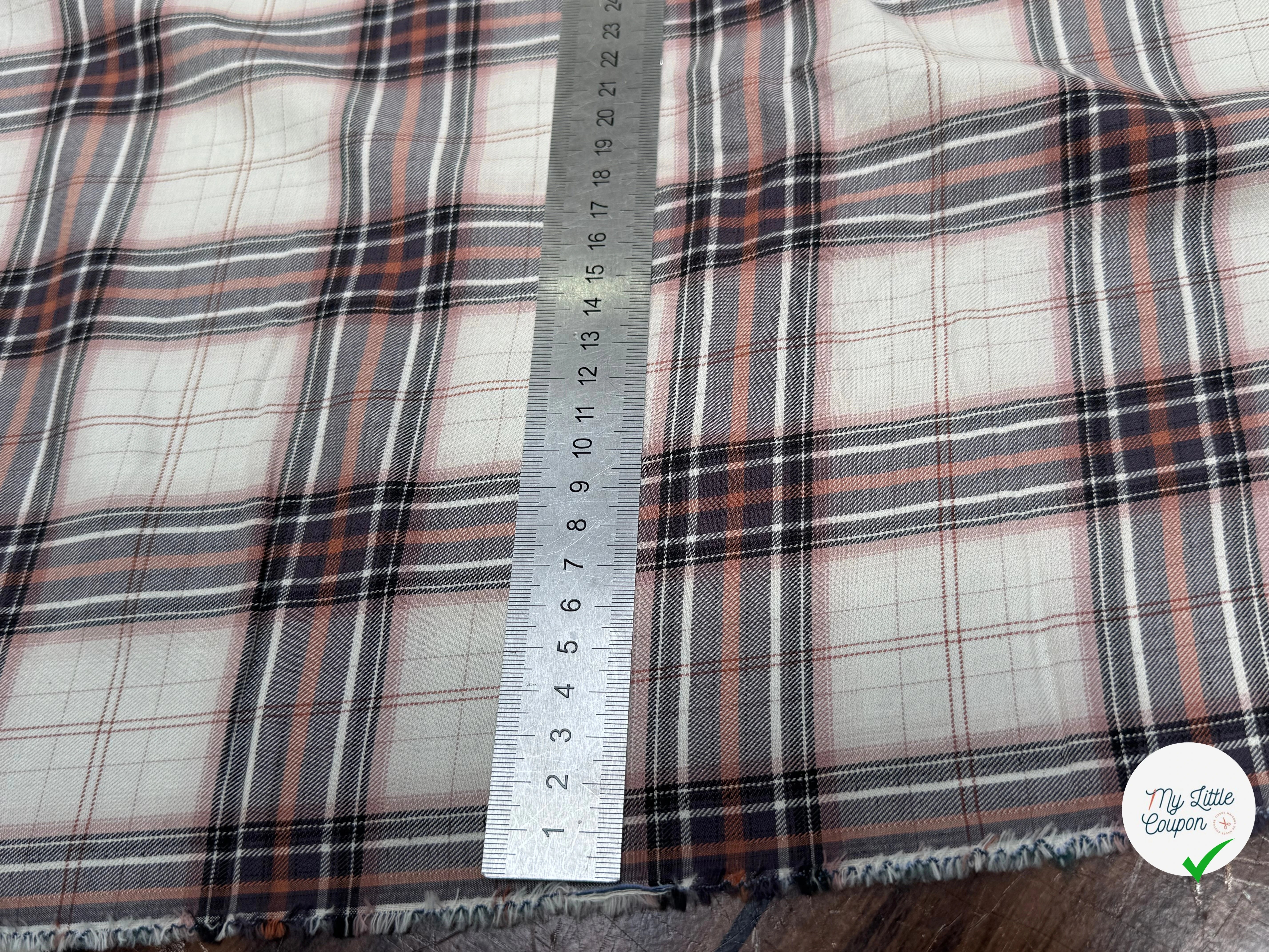 COTON CHEMISE DUVETEUX ÉCRU À CARREAUX MULTICOLORS - My Little Coupon