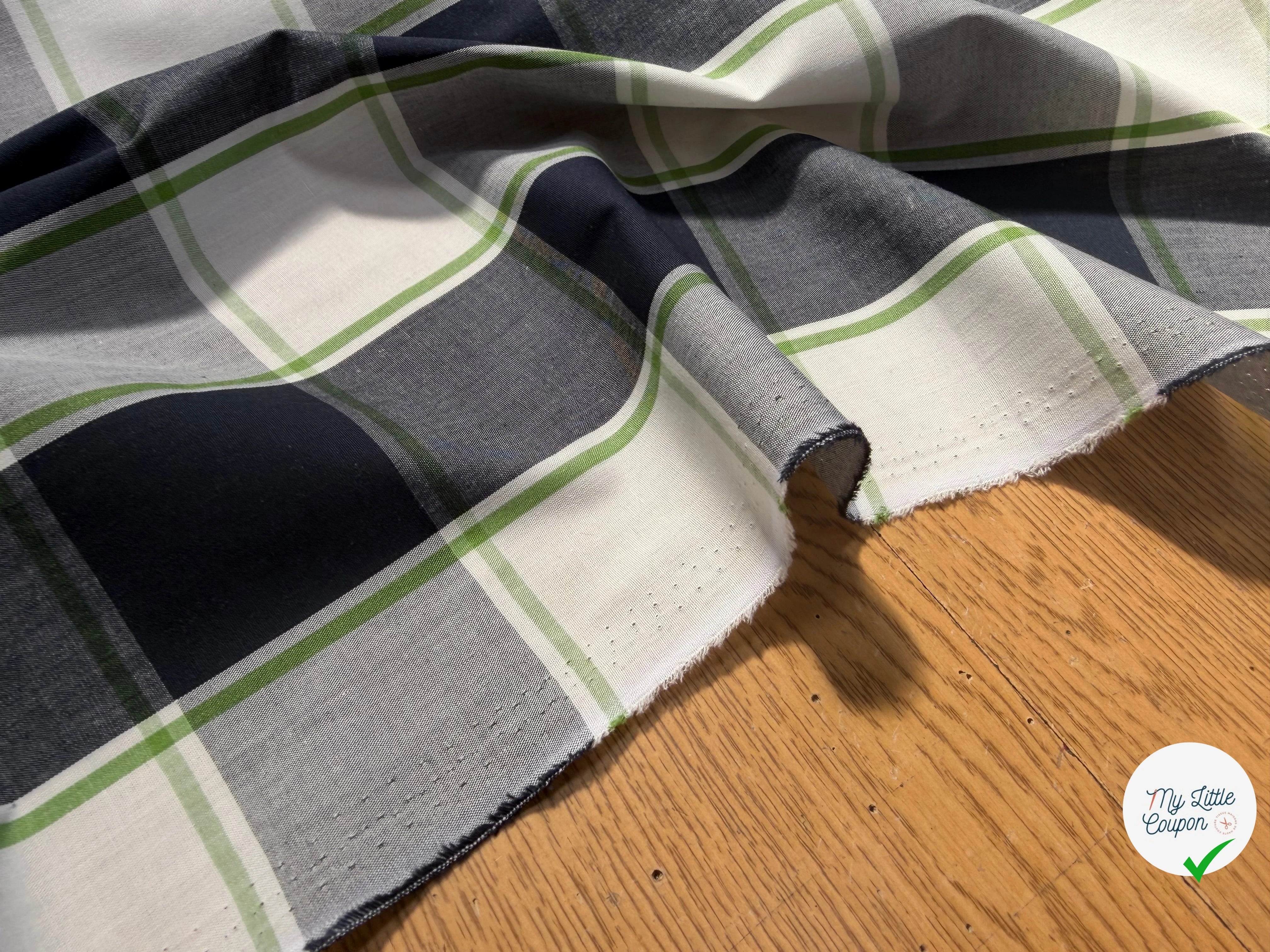 COTON CHEMISE GROS CARREAUX VERTS - My Little Coupon