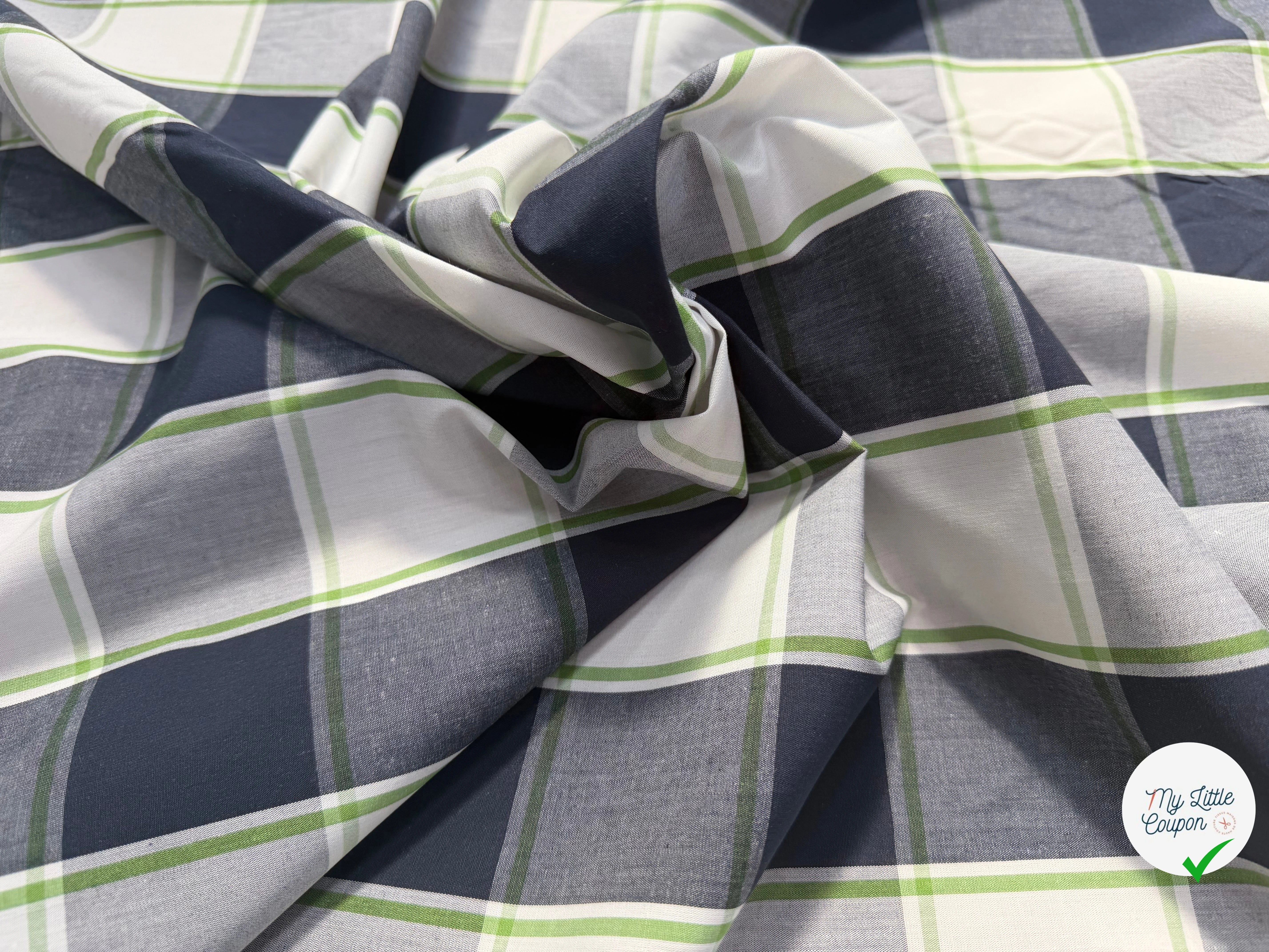 COTON CHEMISE GROS CARREAUX VERTS - My Little Coupon