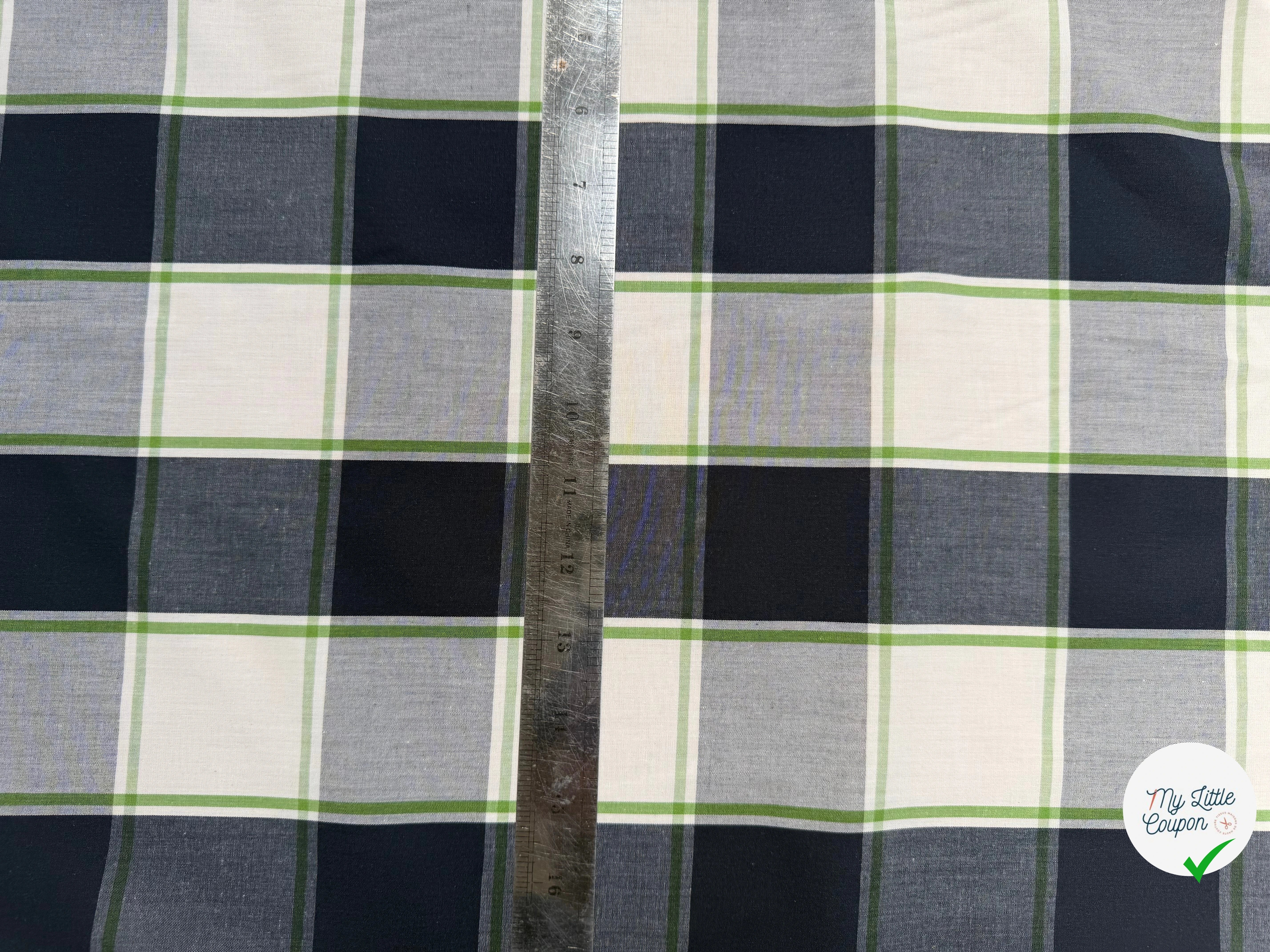 COTON CHEMISE GROS CARREAUX VERTS - My Little Coupon