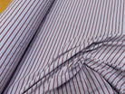 Tissu coton chemise stretch rayé bleu ciel - détail du tissu