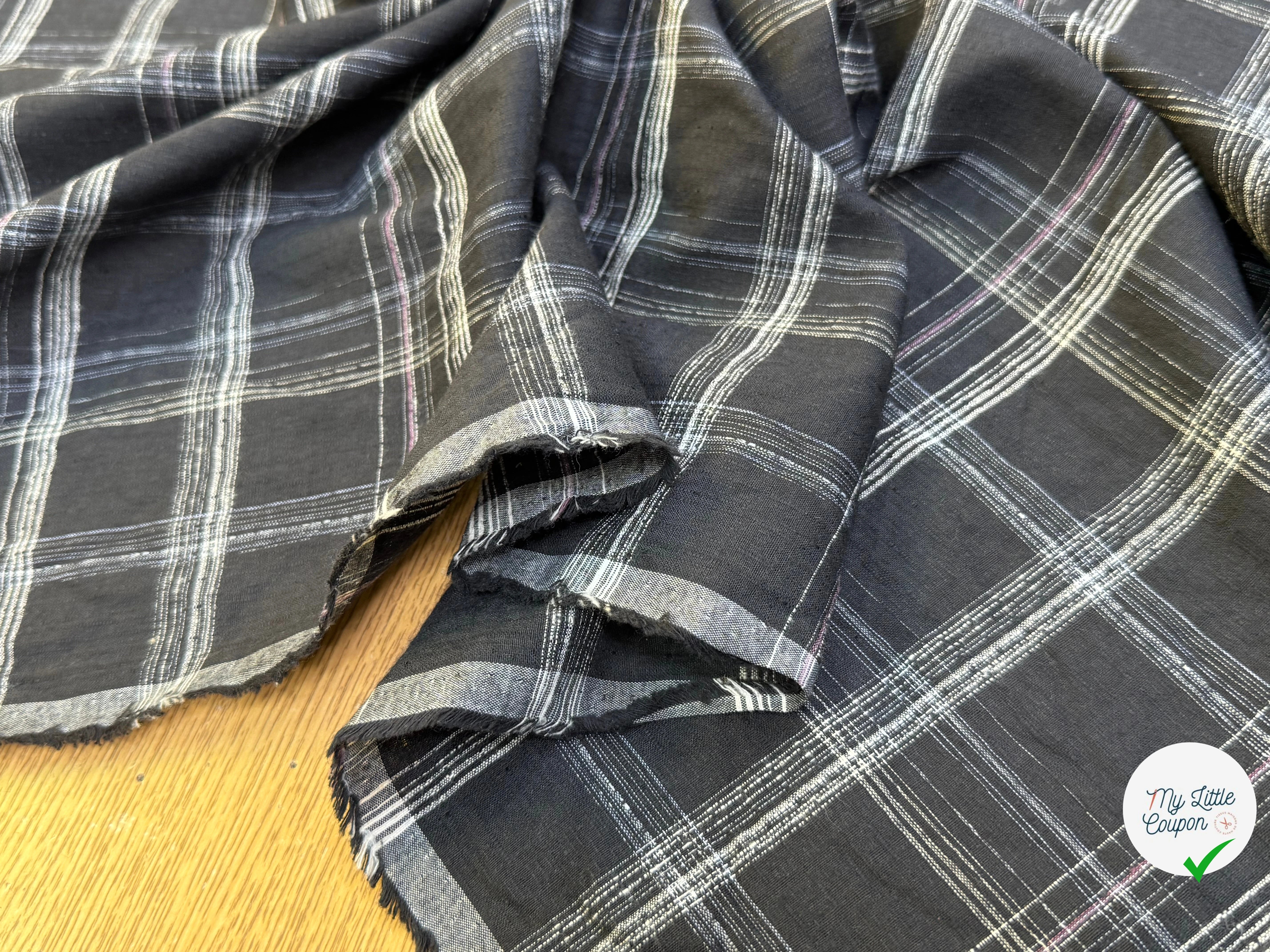 COTON CHEMISE LÉGÈREMENT DUVETEUX À CARREAUX ANTHRACITE NOIR - My Little Coupon