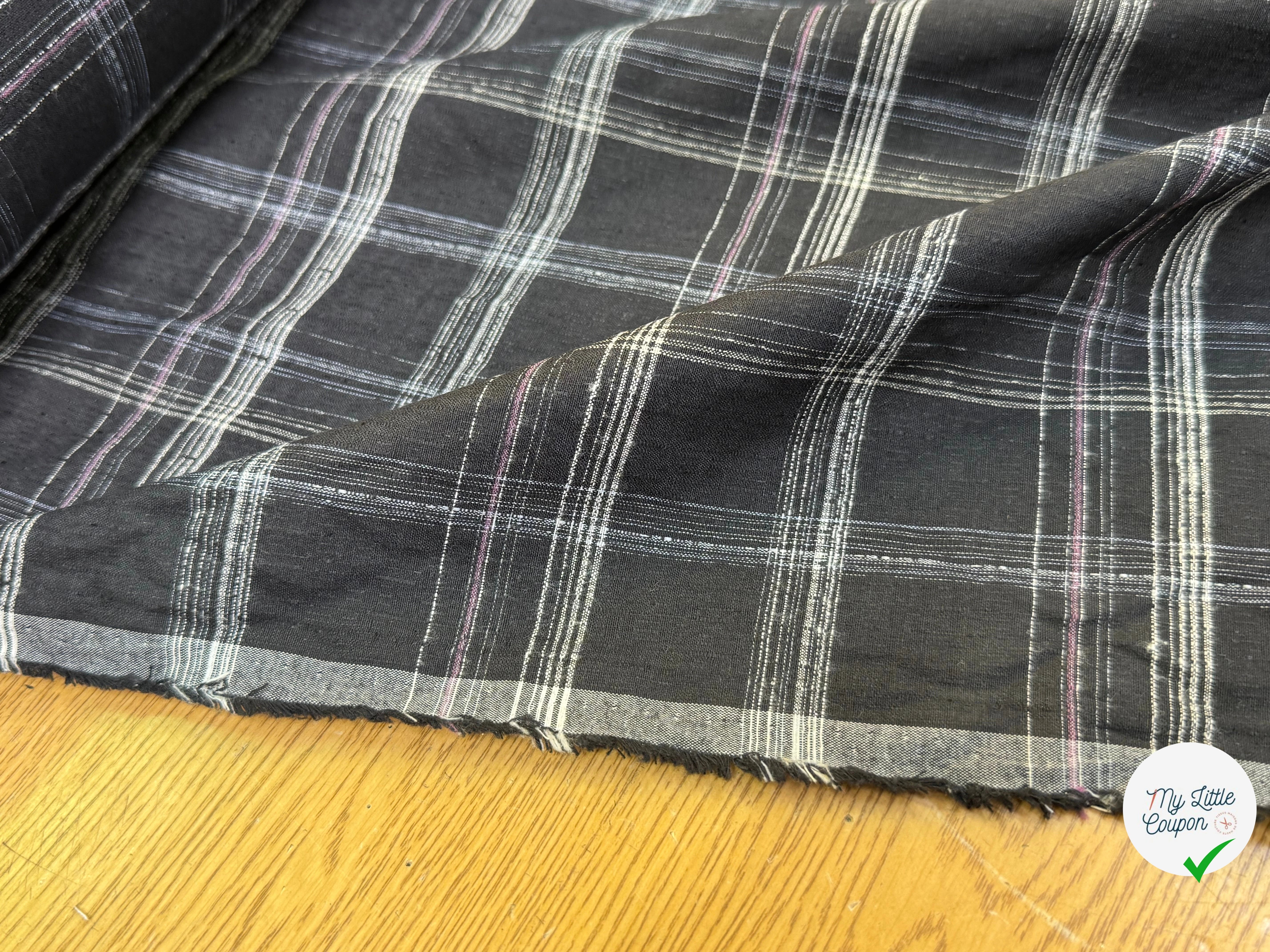 COTON CHEMISE LÉGÈREMENT DUVETEUX À CARREAUX ANTHRACITE NOIR - My Little Coupon