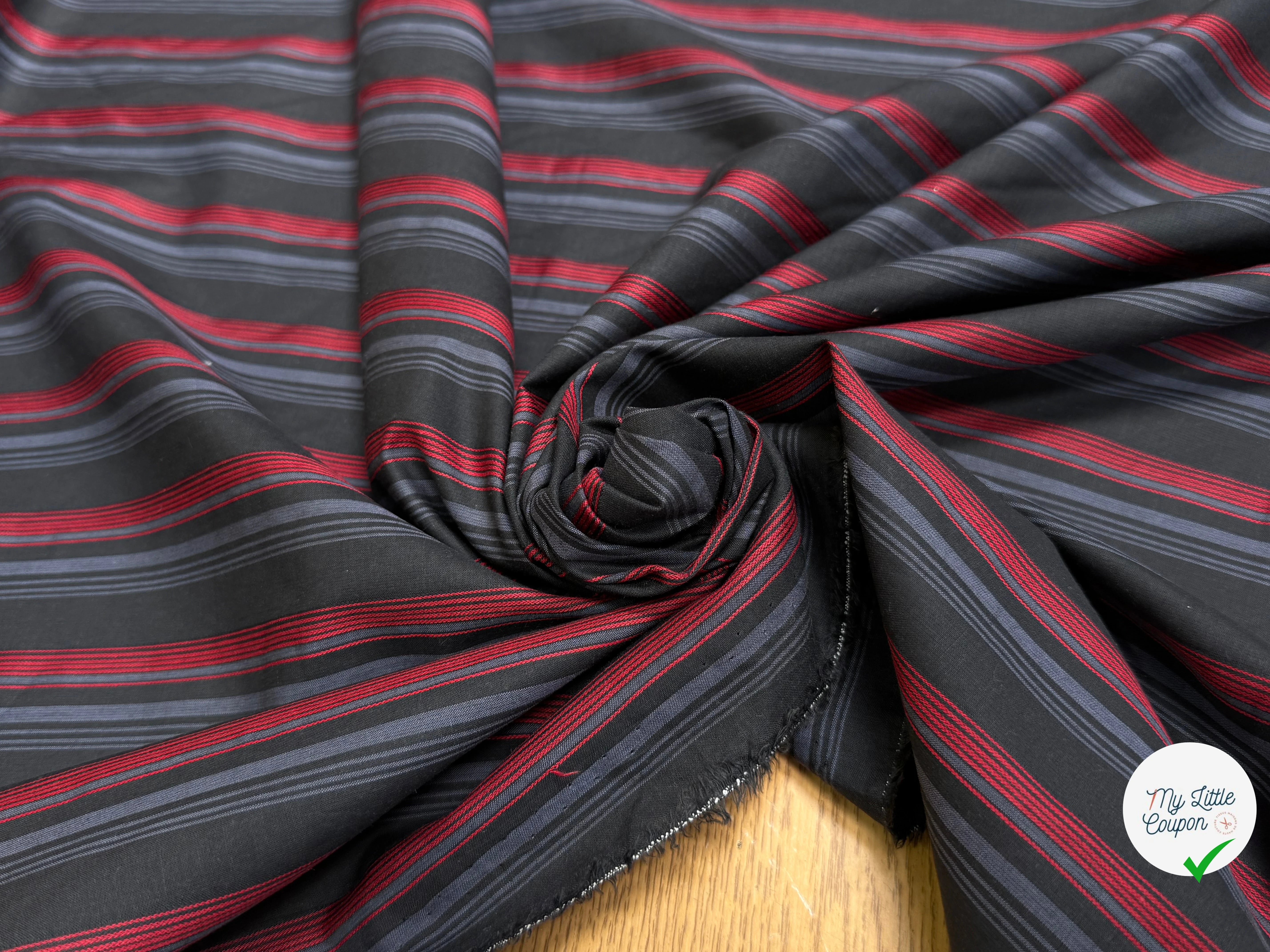 COTON CHEMISE RAYURES MULTICOLORS ROUGE BLEU NOIR - My Little Coupon