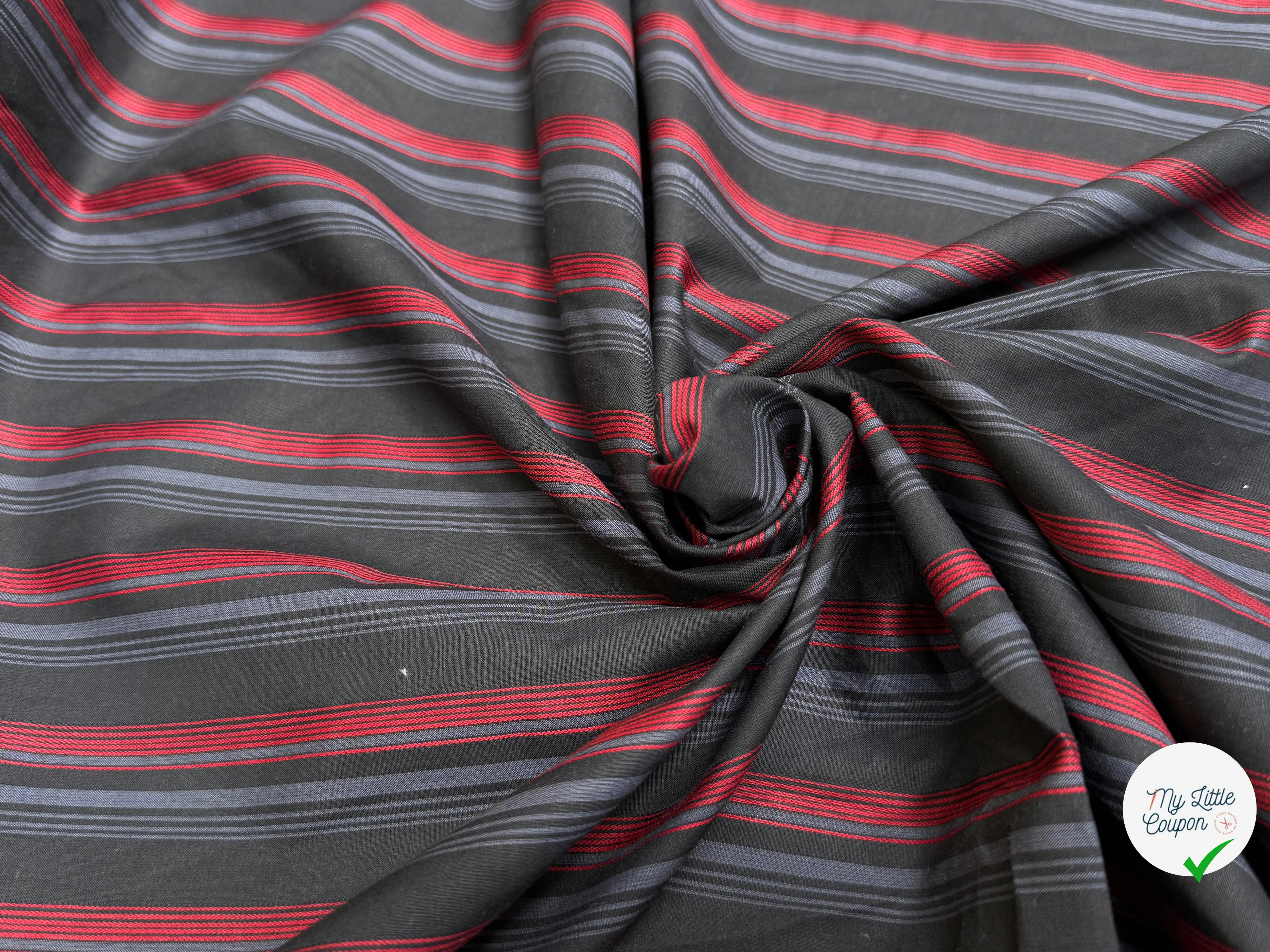 COTON CHEMISE RAYURES MULTICOLORS ROUGE BLEU NOIR - My Little Coupon
