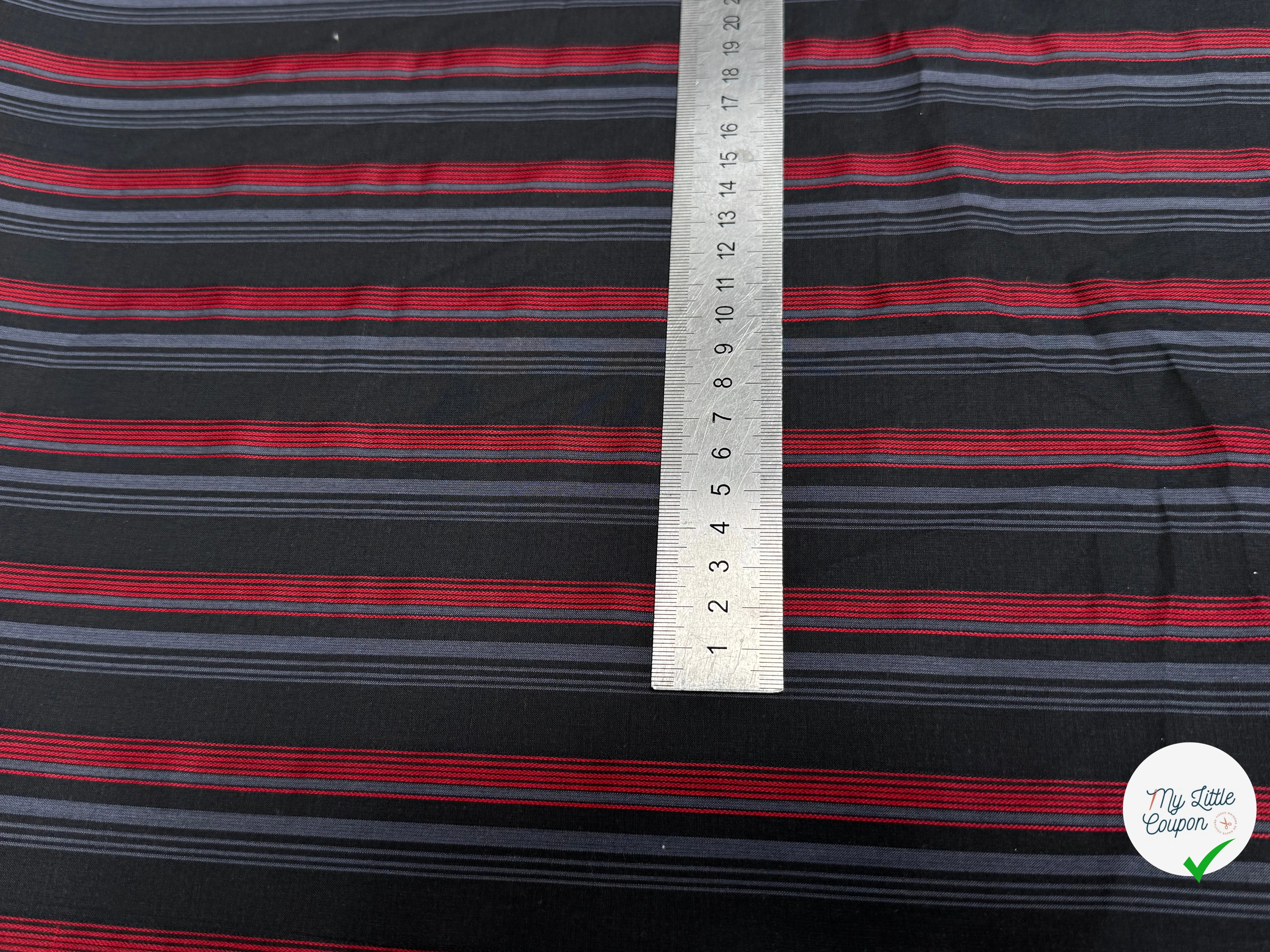 COTON CHEMISE RAYURES MULTICOLORS ROUGE BLEU NOIR - My Little Coupon