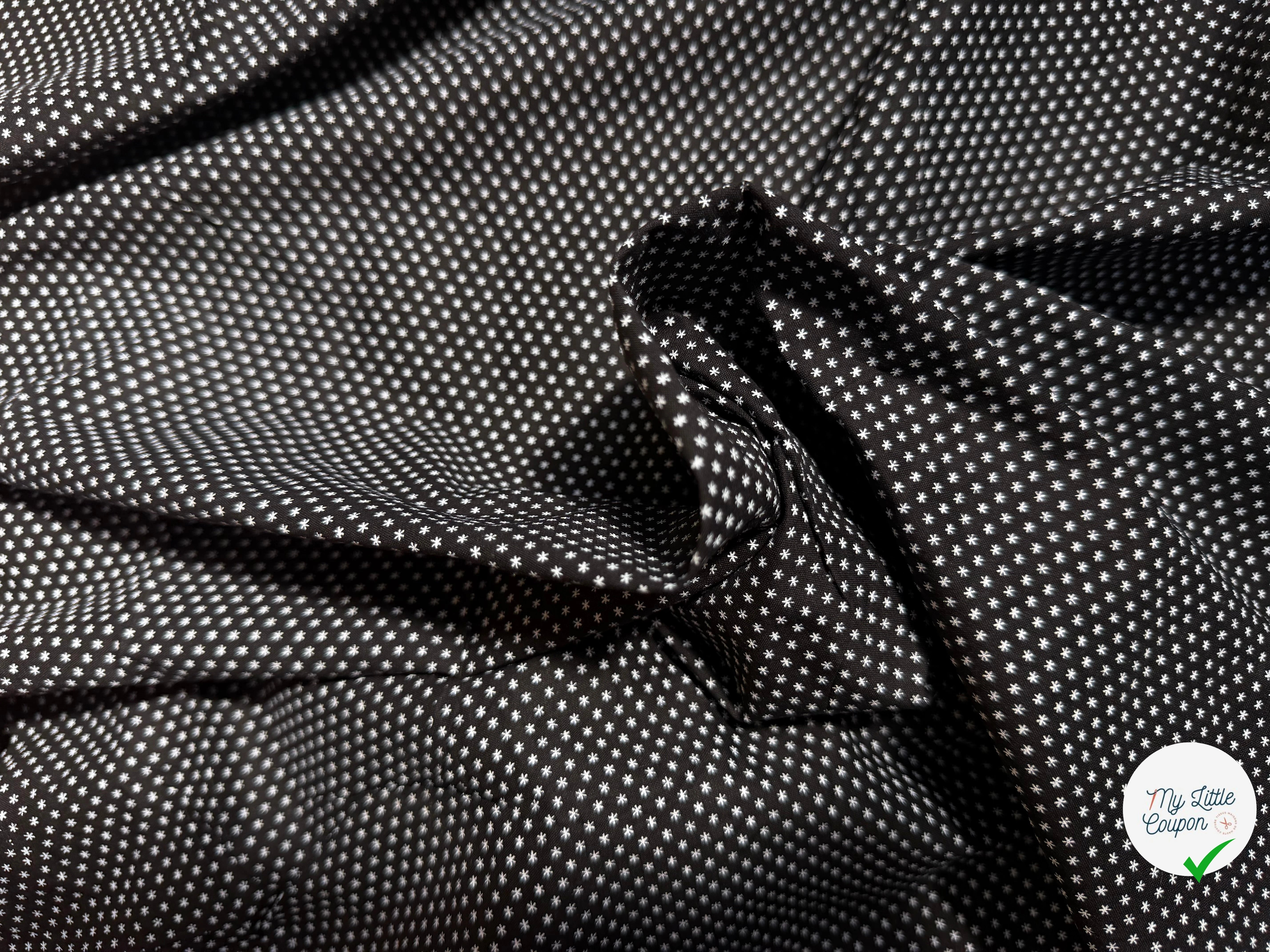 COTON FERMIÈRE NOIR ÉTOILES BLANCHES - My Little Coupon