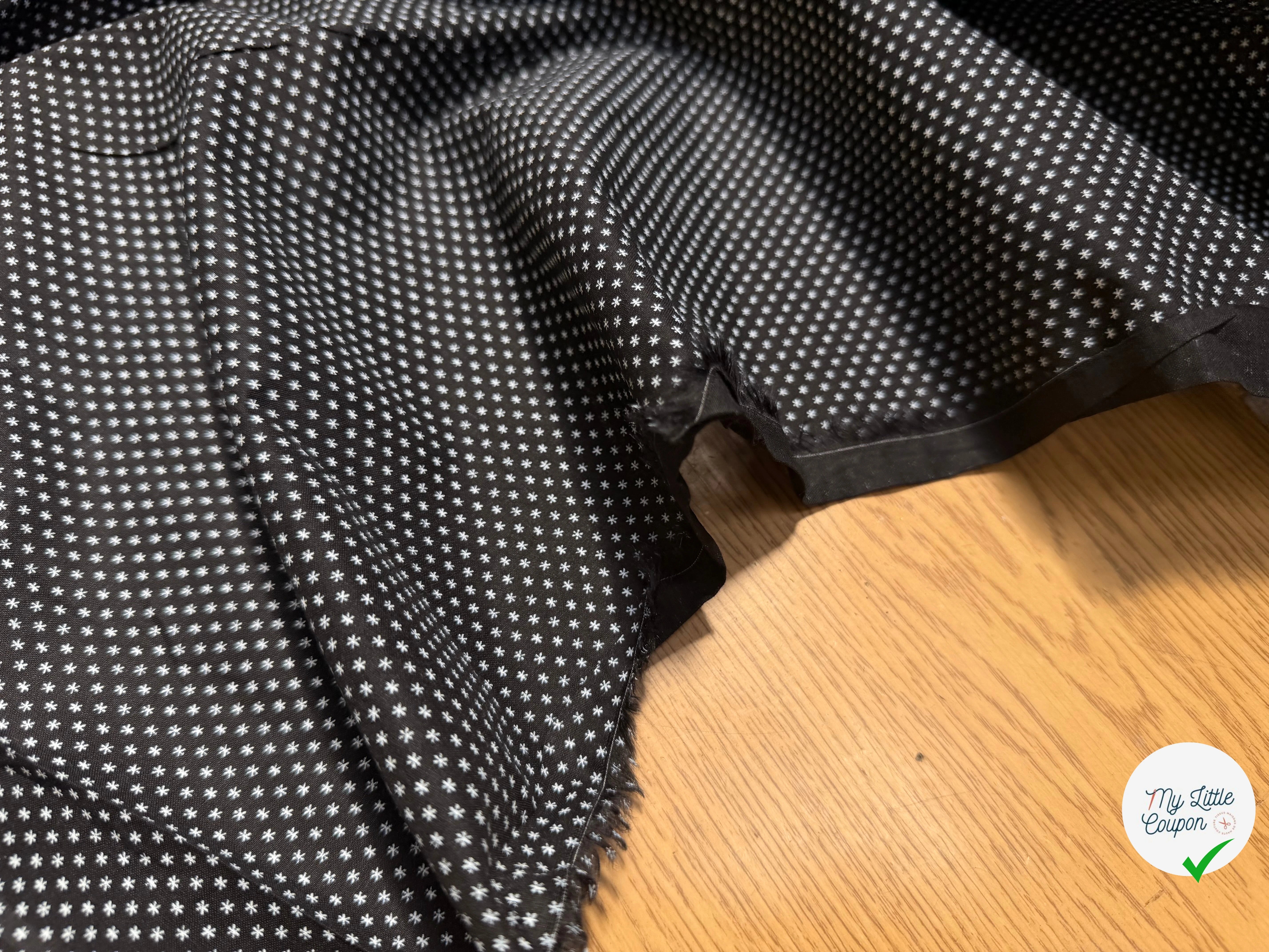 COTON FERMIÈRE NOIR ÉTOILES BLANCHES - My Little Coupon