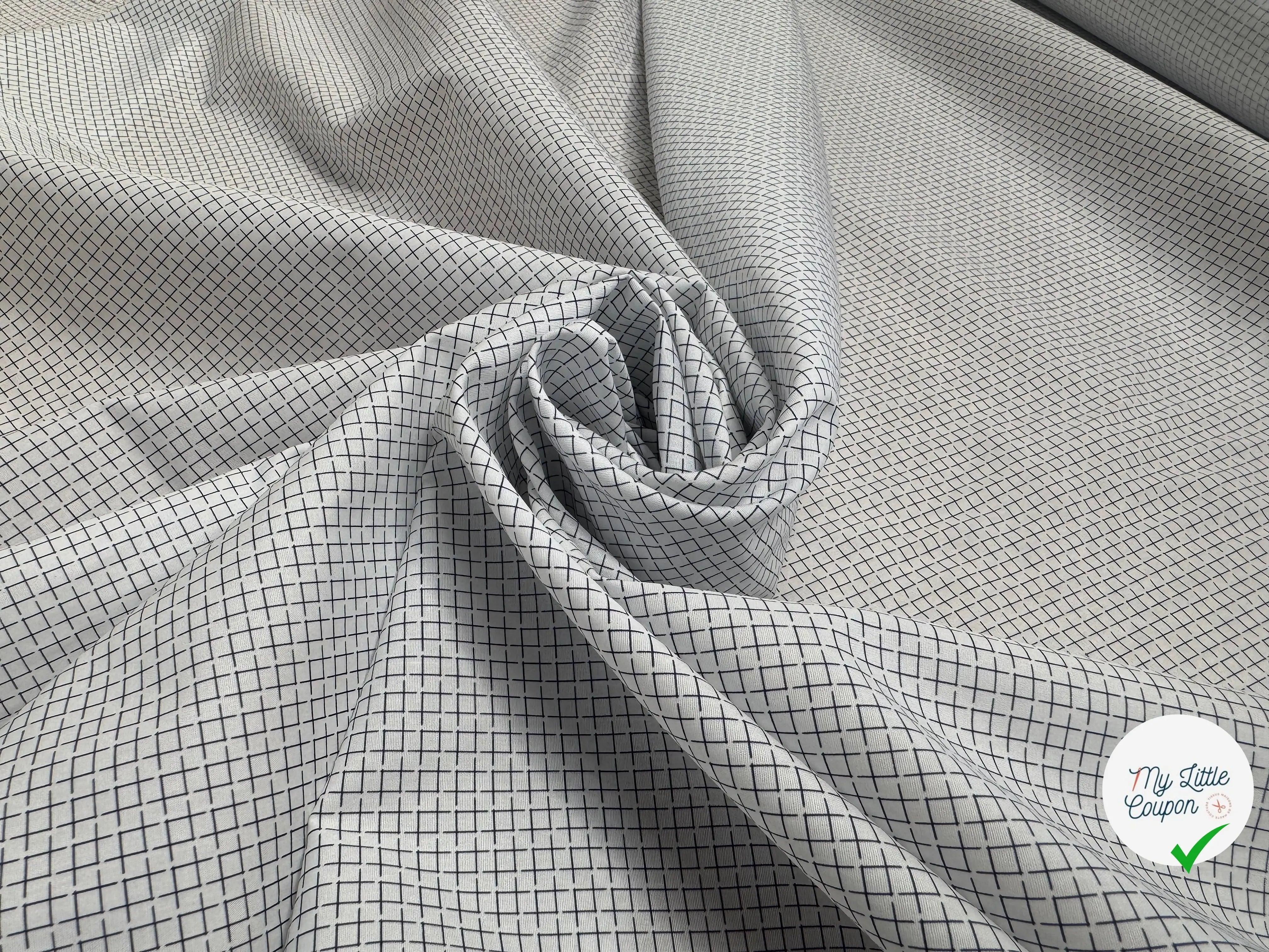 COTON FIN FOND BLANC À CARREAUX NOIR - My Little Coupon
