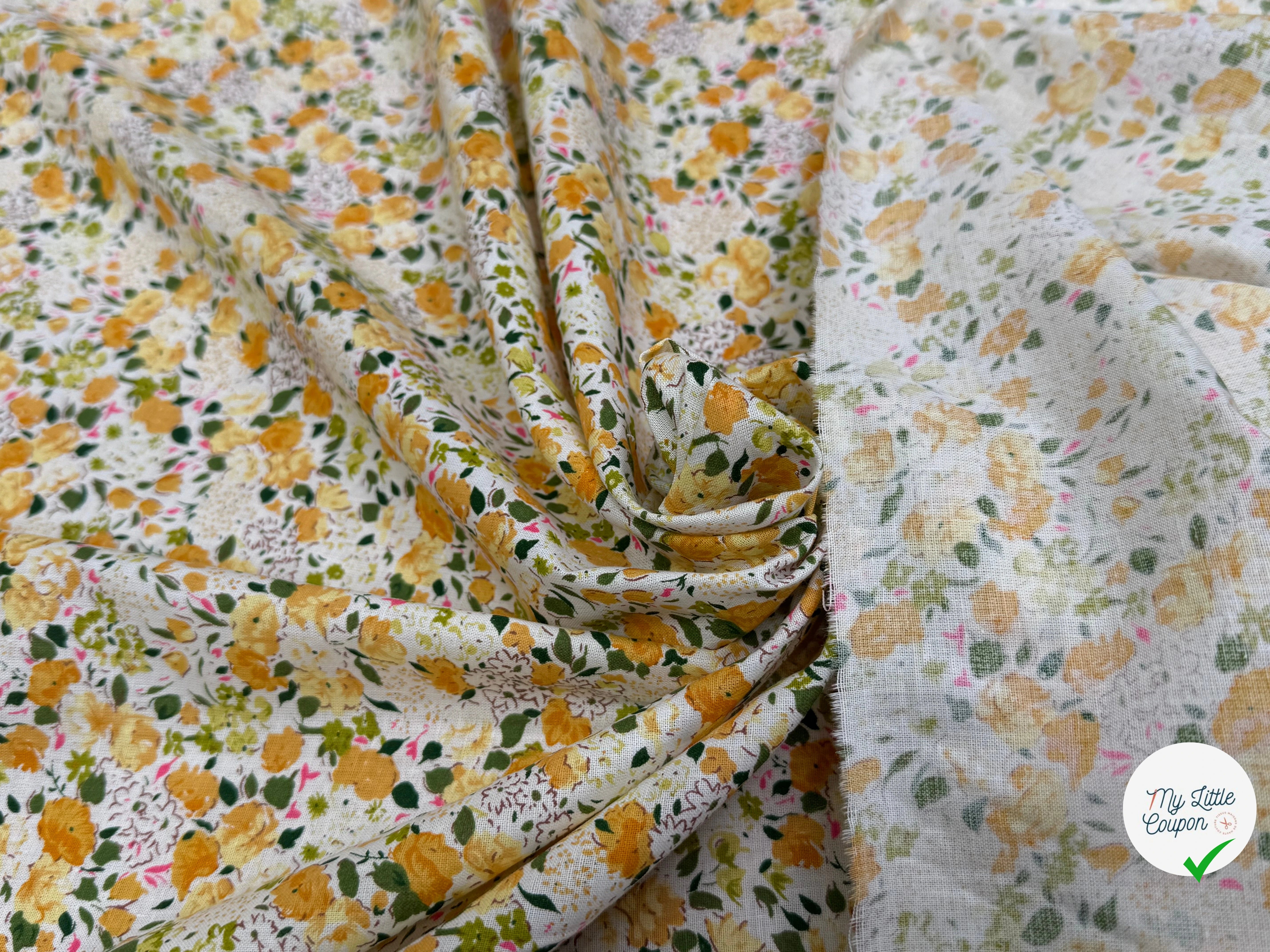 COTON FLEURS ORANGE & VERT - My Little Coupon