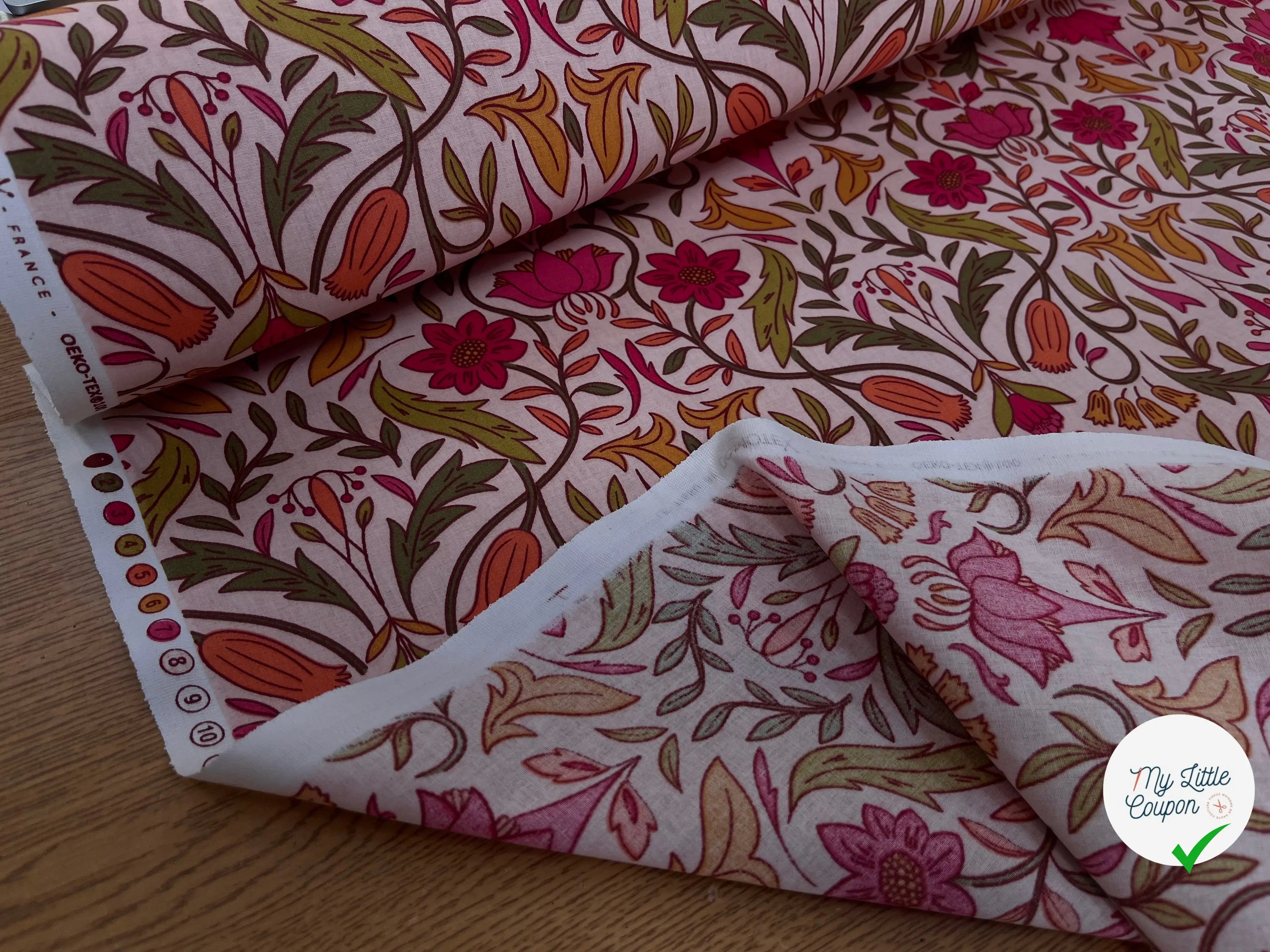COTON IMPRIMÉ ALPHONSE PÊCHE / ROSE ALPHODVDQ37APL150010 - My Little Coupon
