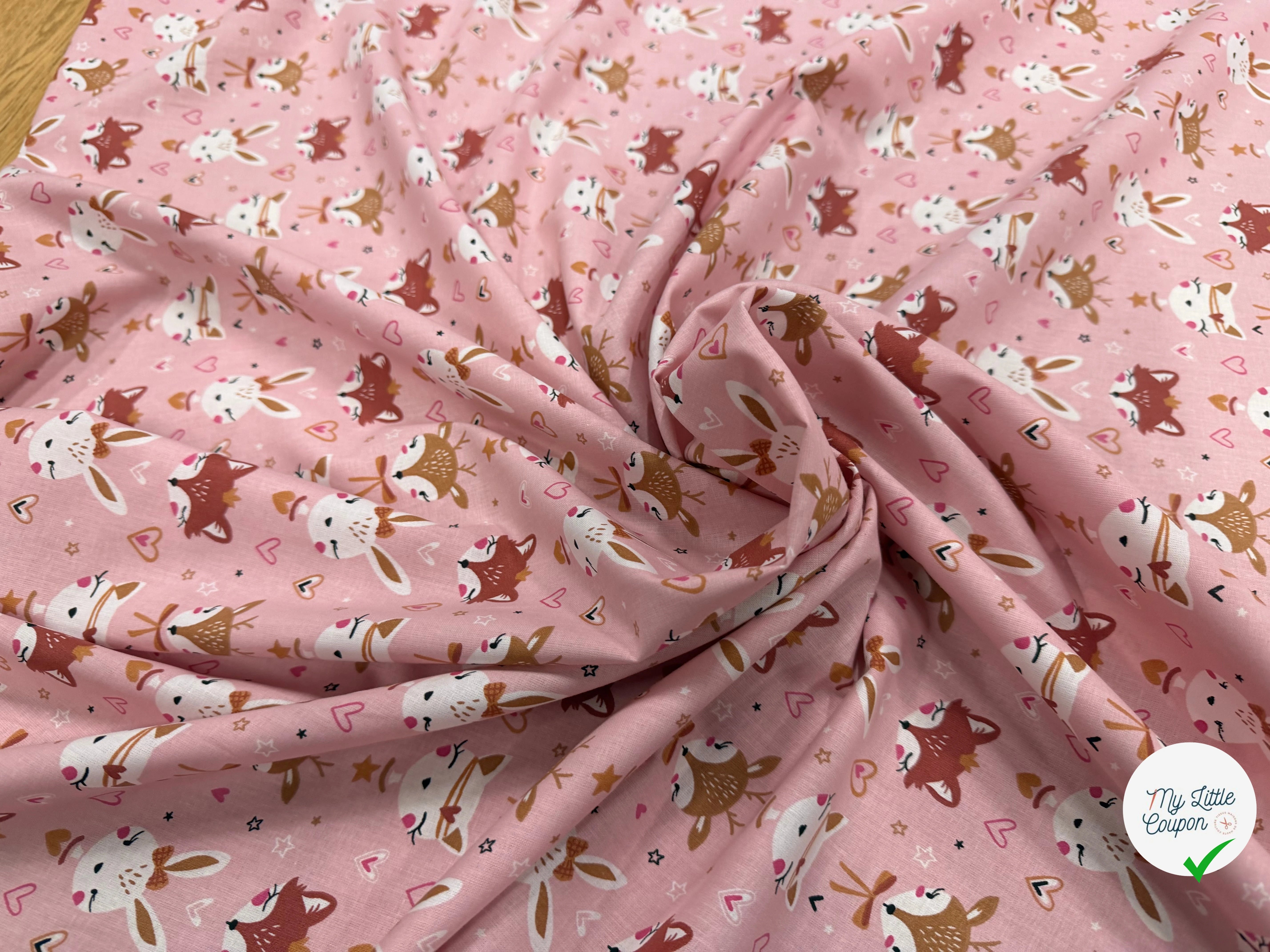 COTON IMPRIMÉ ANIBEL ROSE / MARRON - My Little Coupon