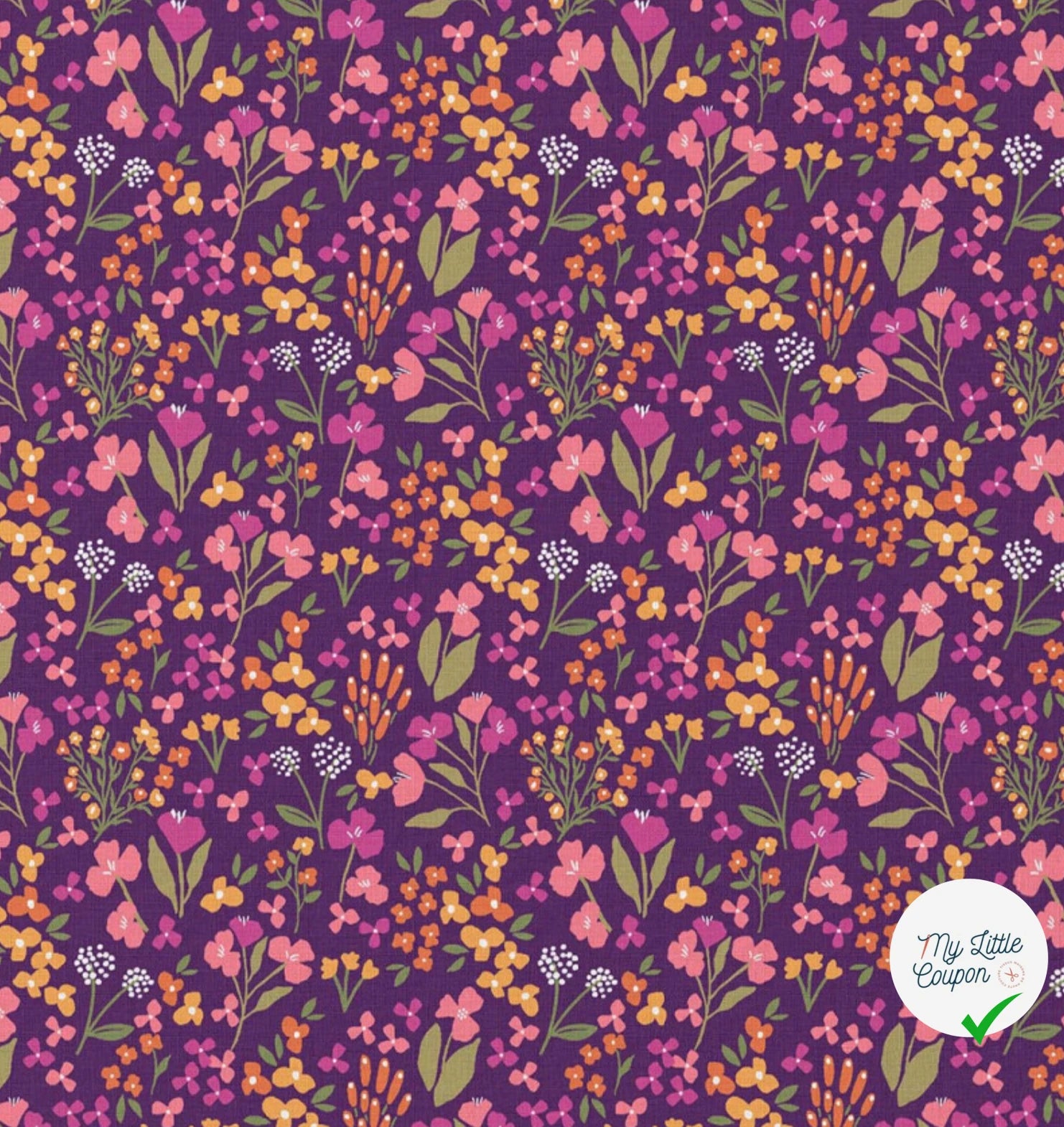 COTON IMPRIMÉ BIBURY VIOLET / JAUNE - My Little Coupon