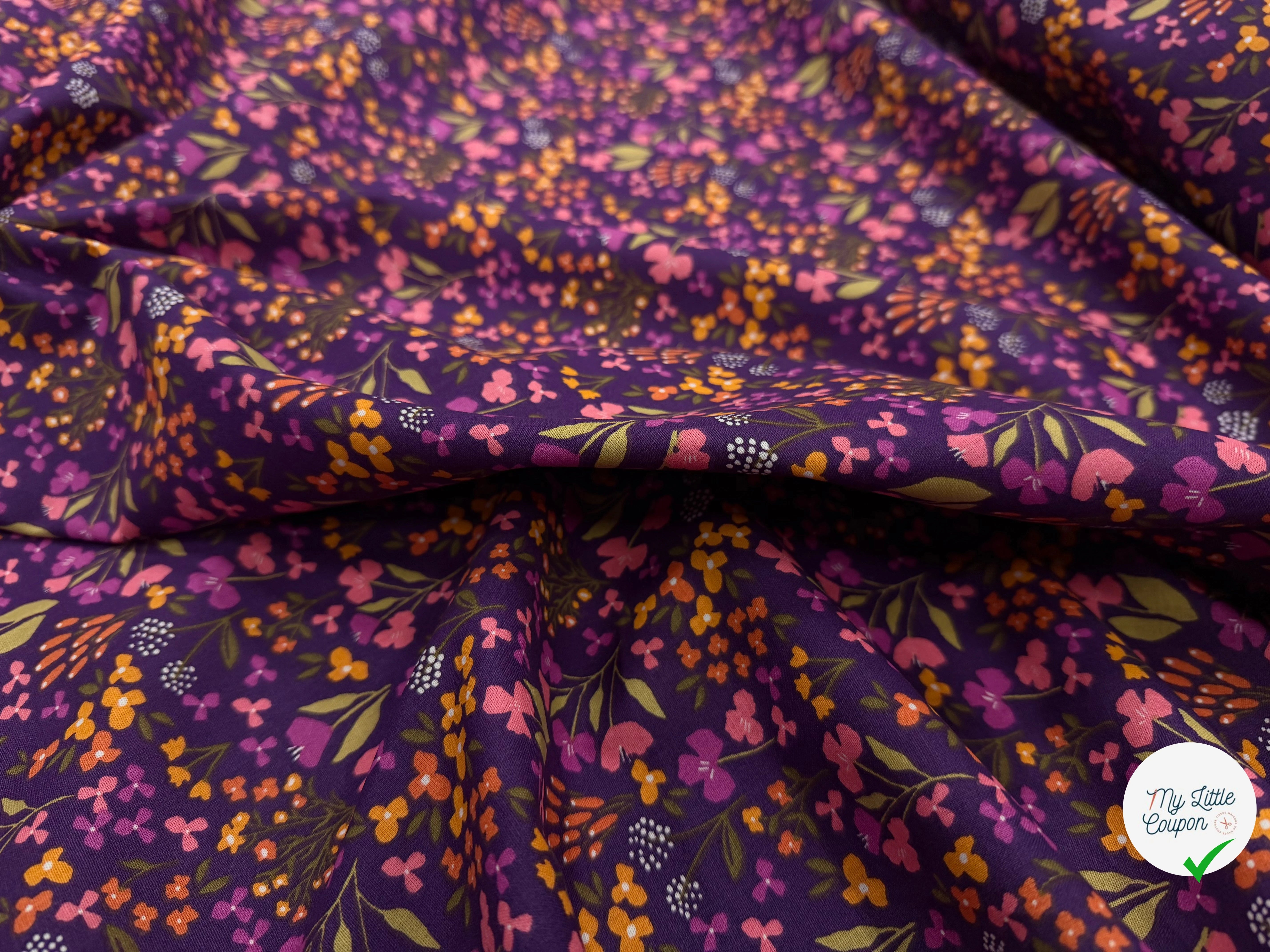 COTON IMPRIMÉ BIBURY VIOLET / JAUNE - My Little Coupon
