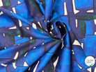 Tissu coton léger imprimé bleu graphique