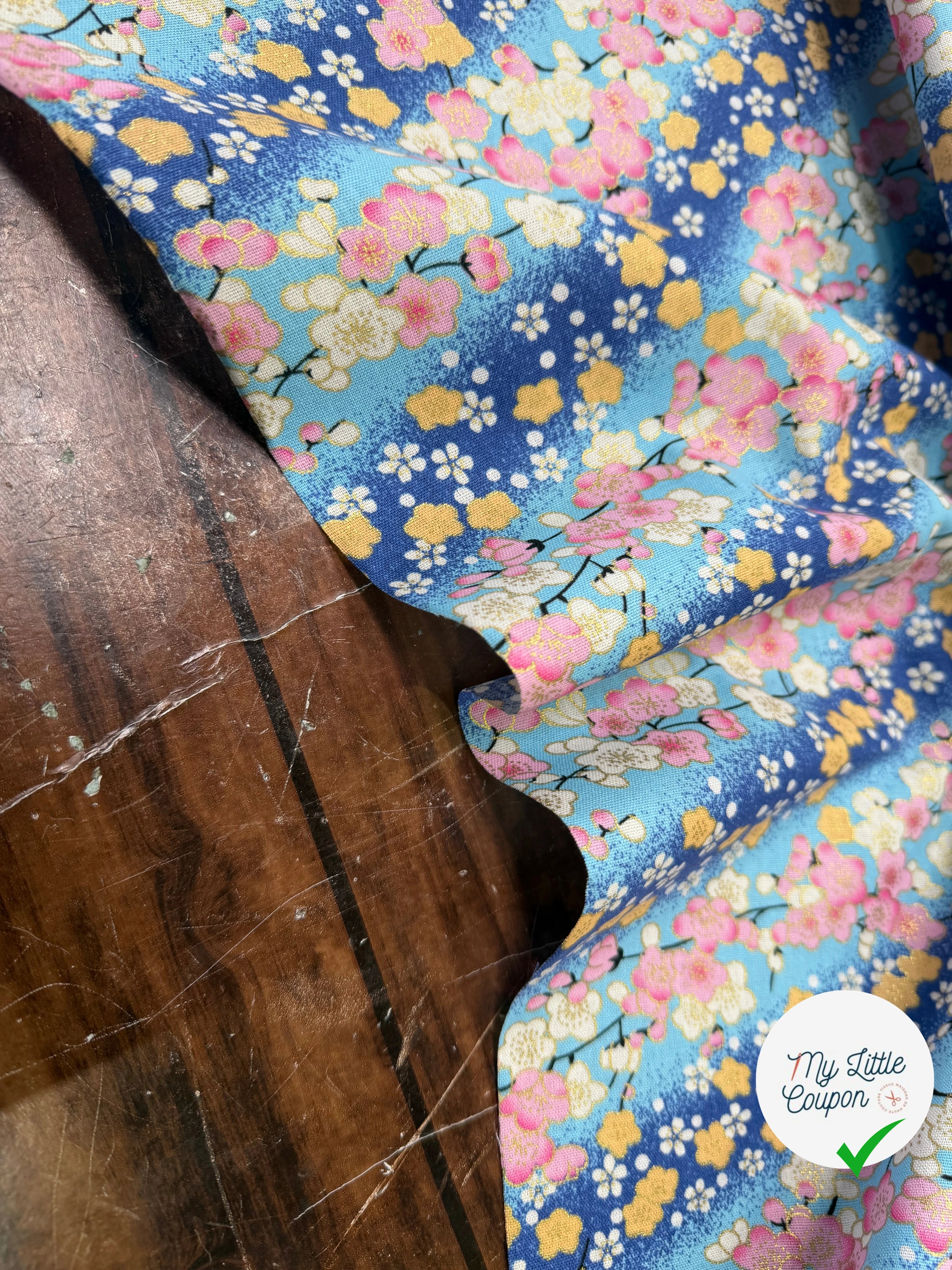 COTON IMPRIMÉ FOIL 08 BLEU 145 CM - My Little Coupon