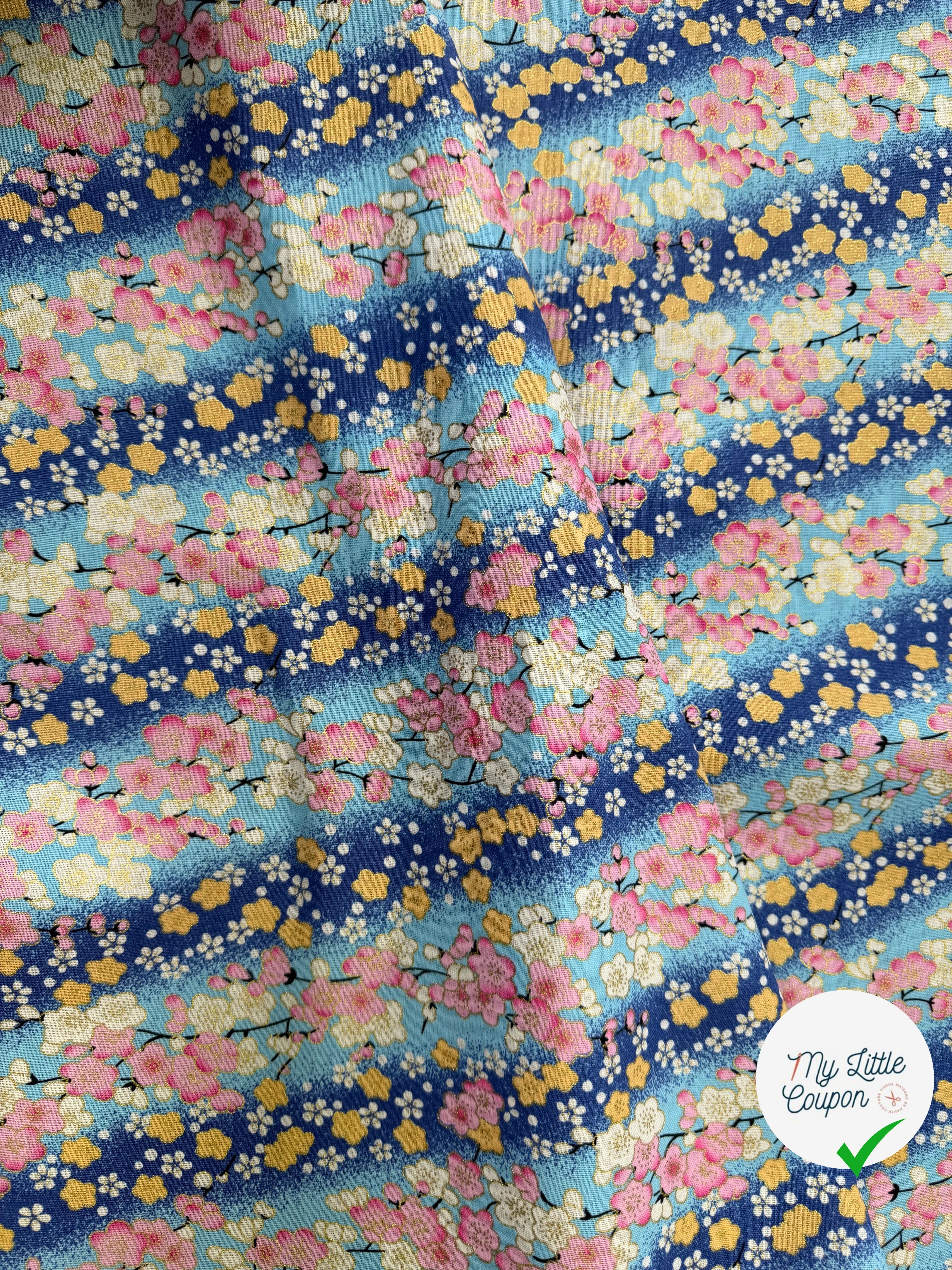 COTON IMPRIMÉ FOIL 08 BLEU 145 CM - My Little Coupon