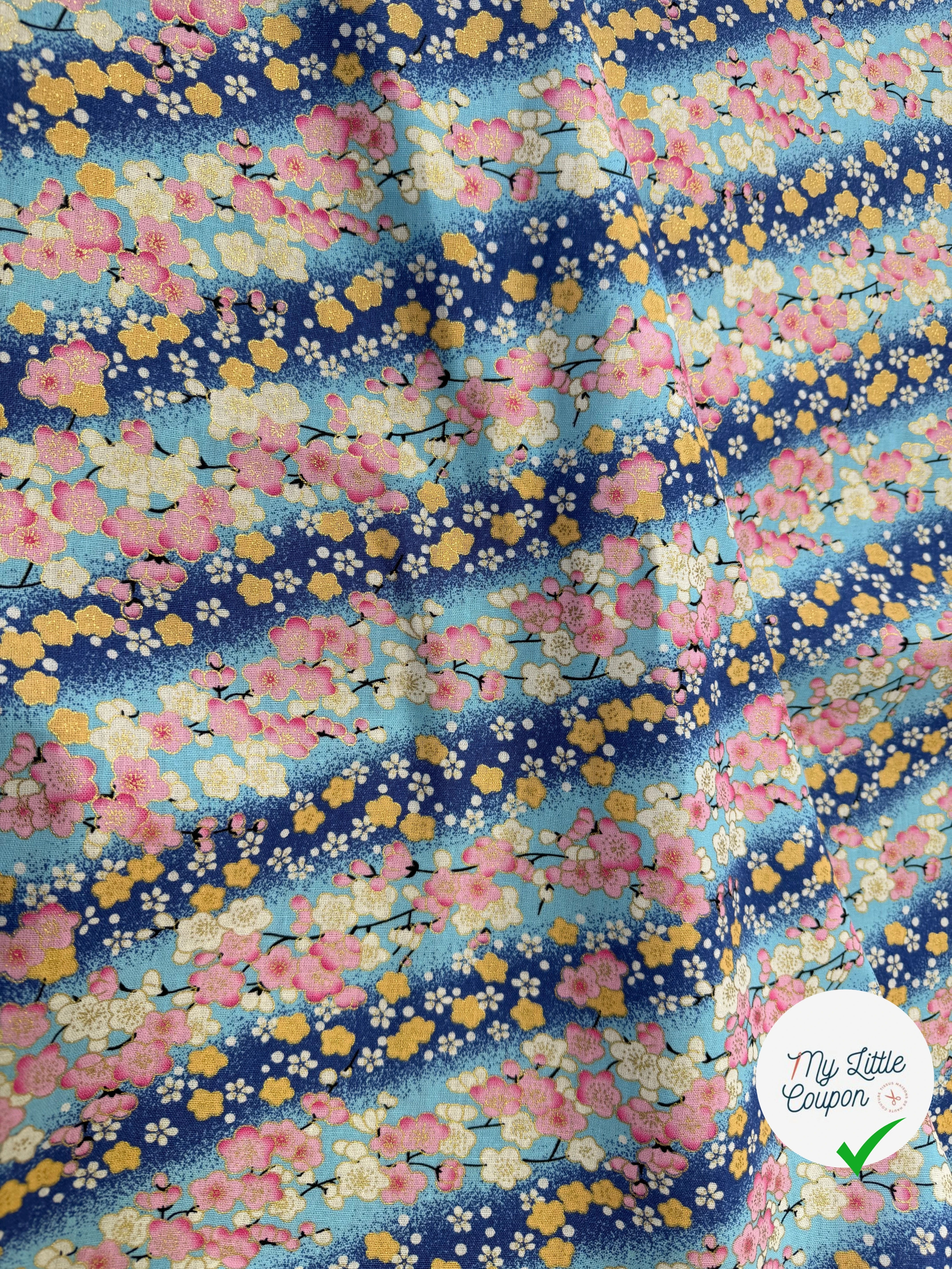 COTON IMPRIMÉ FOIL 08 BLEU 145 CM - My Little Coupon