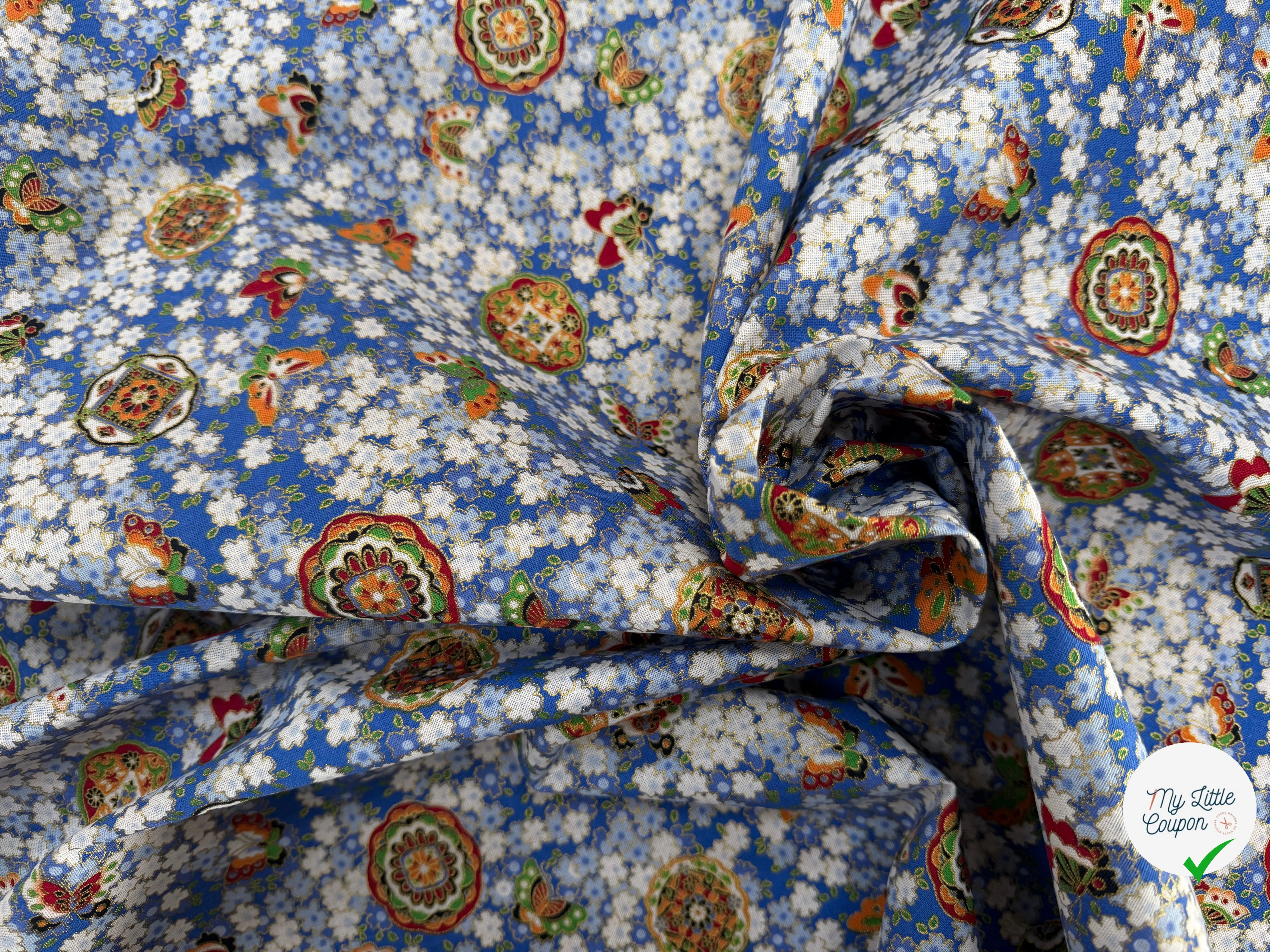 COTON IMPRIMÉ FOIL 16 BLEU 145 CM - My Little Coupon