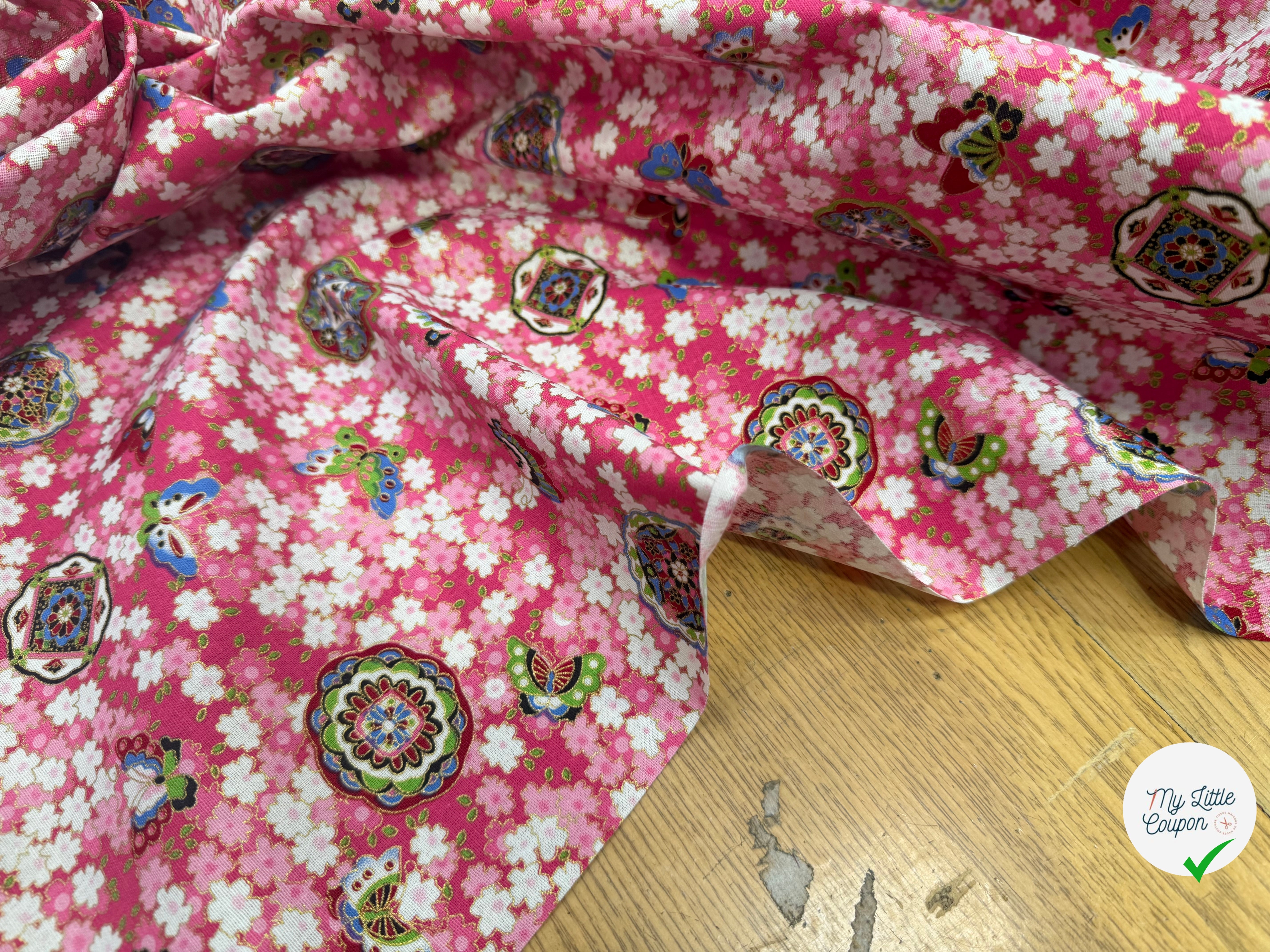 COTON IMPRIMÉ FOIL 18 ROSE 145 CM - My Little Coupon