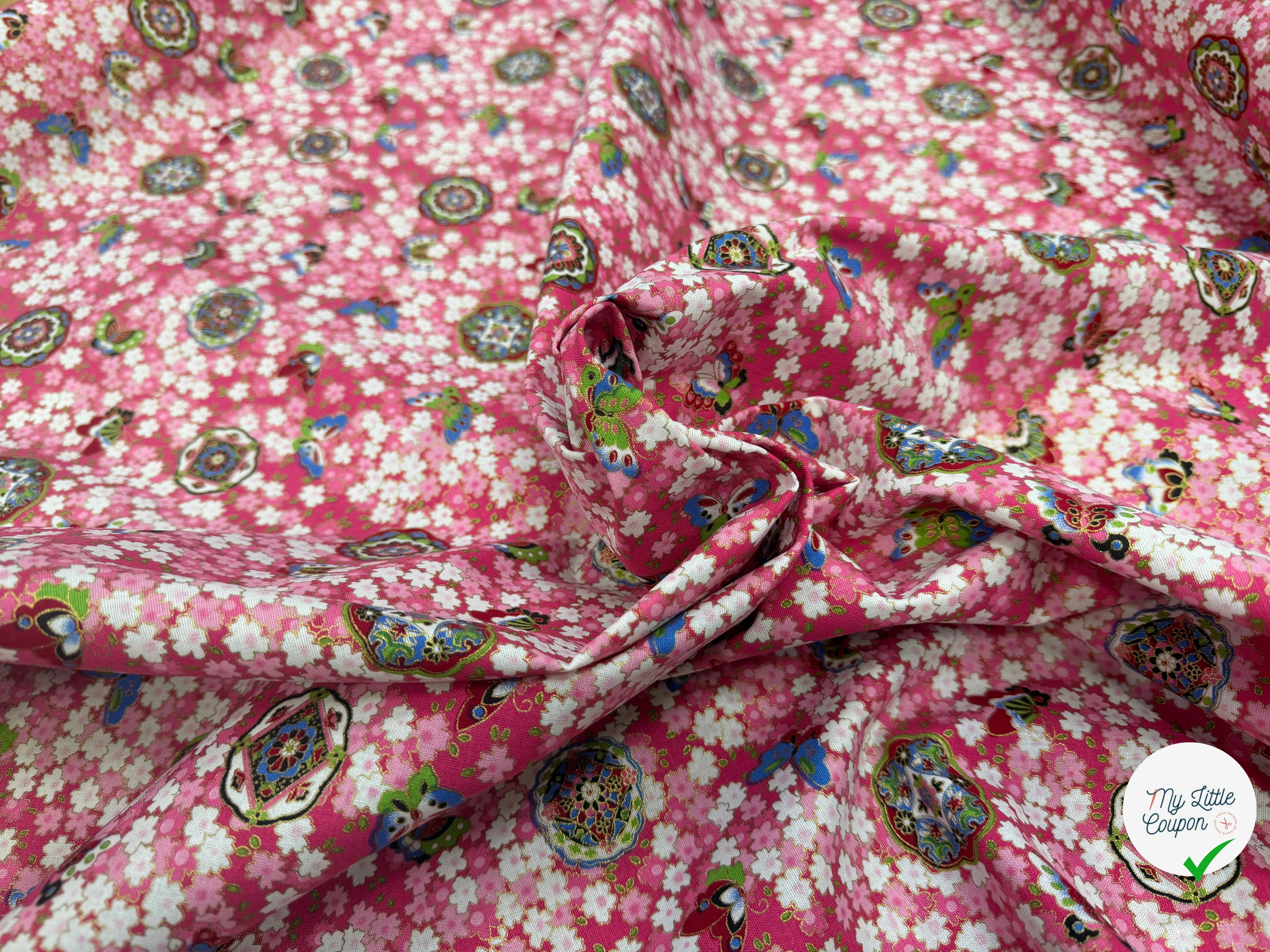 COTON IMPRIMÉ FOIL 18 ROSE 145 CM - My Little Coupon