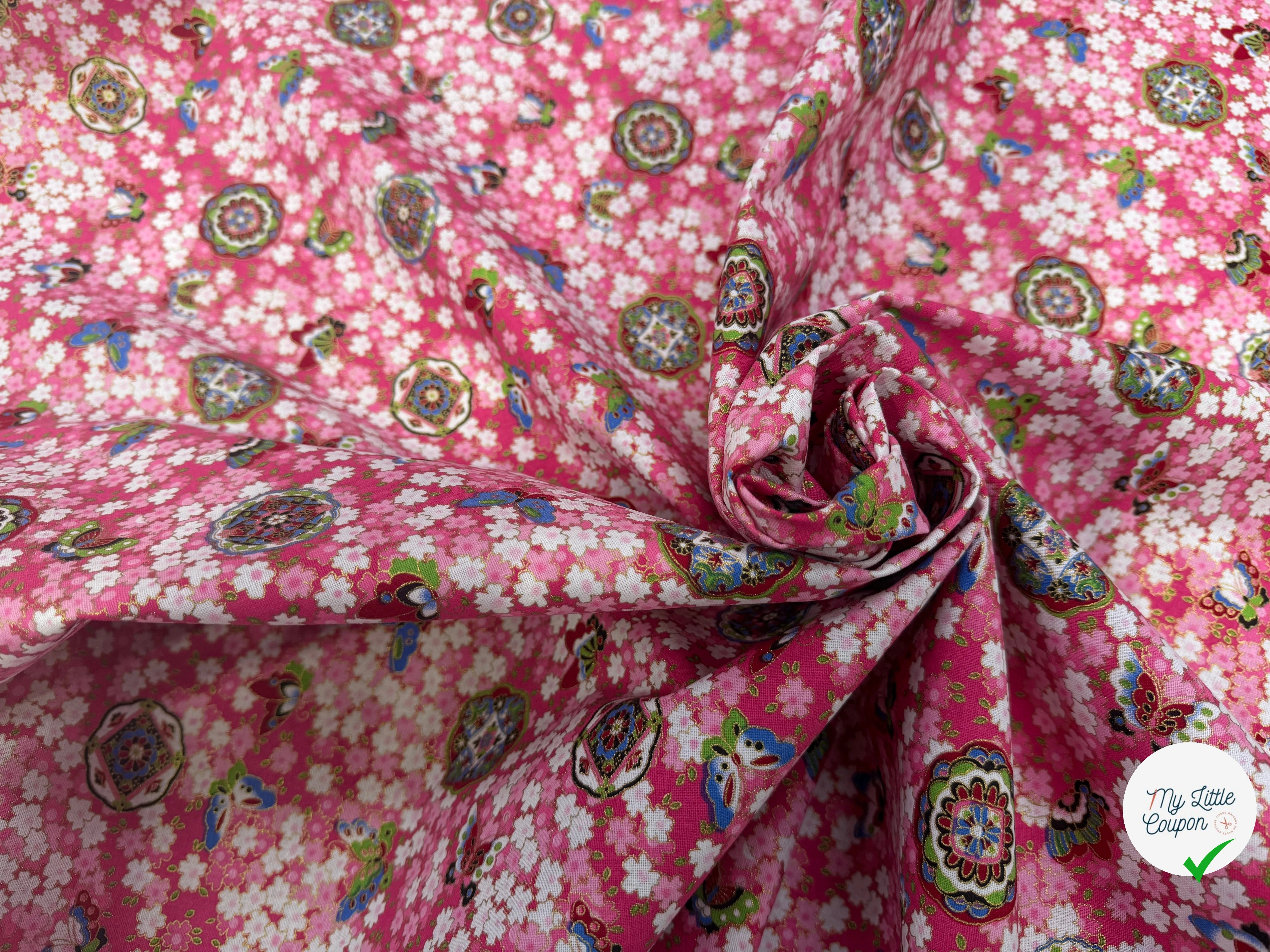 COTON IMPRIMÉ FOIL 18 ROSE 145 CM - My Little Coupon