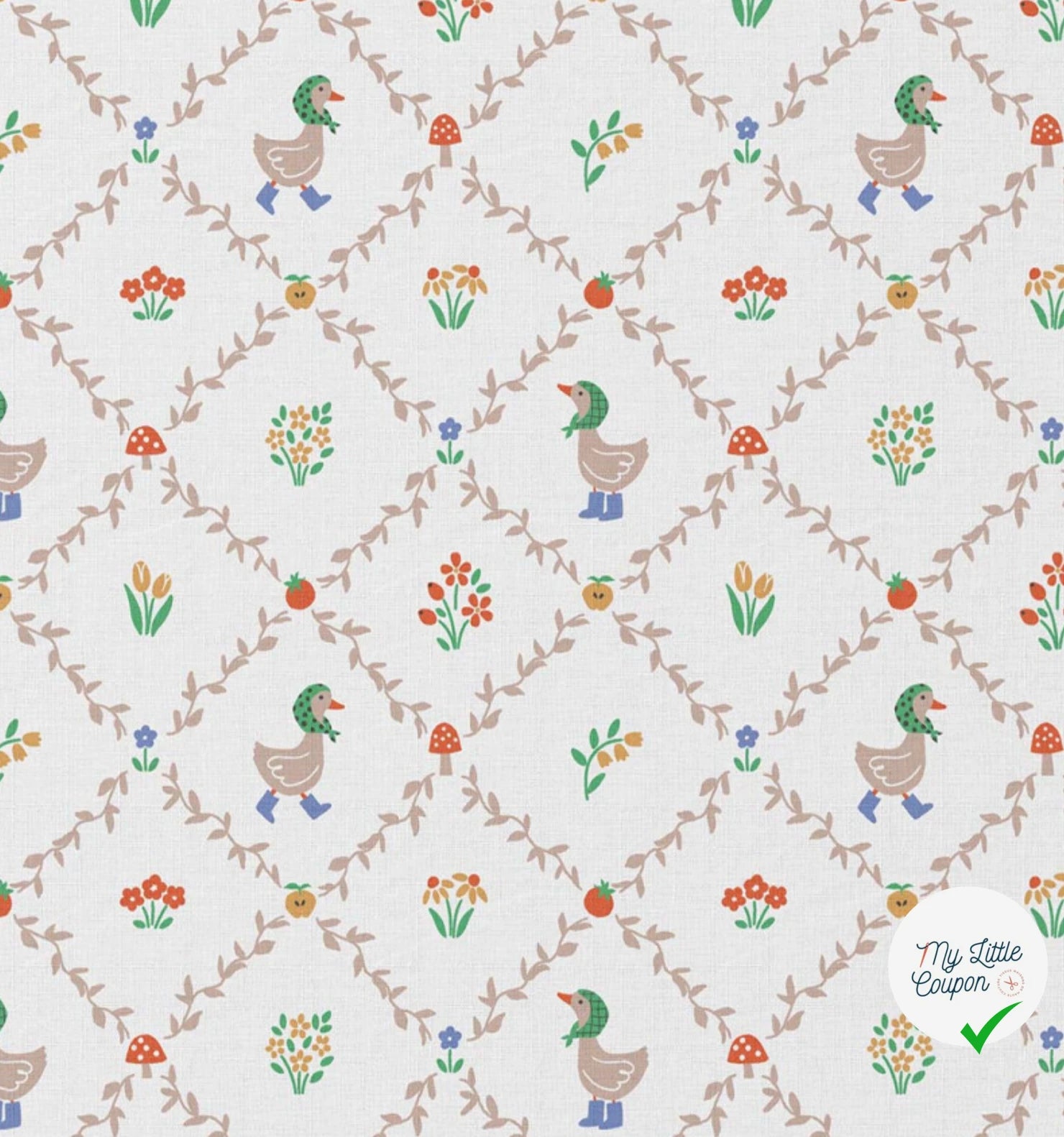COTON IMPRIMÉ HAGA BLANC / ROUGE - My Little Coupon