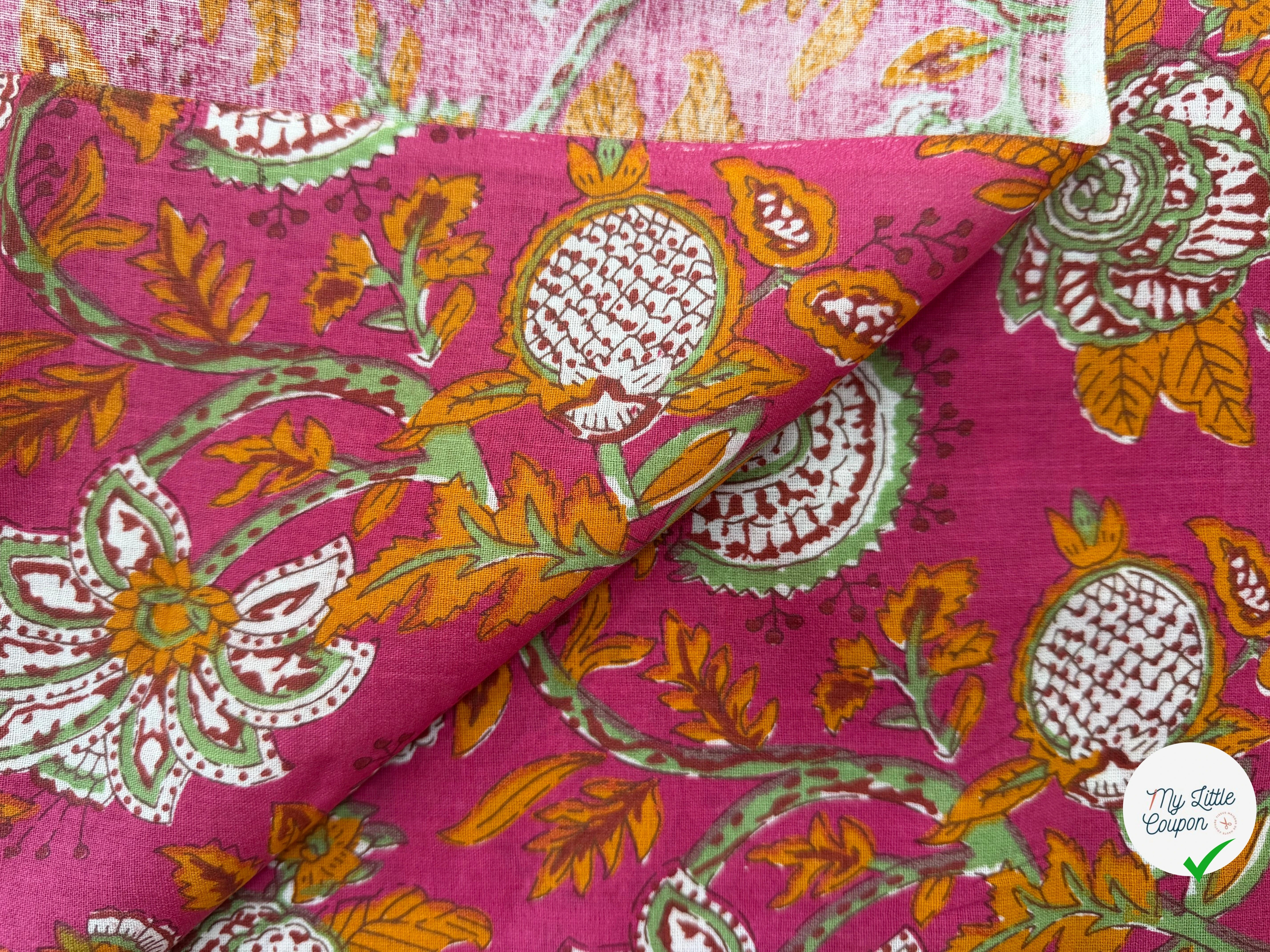 COTON INDIEN TAJ-MAHAL 007 FUCHSIA LAIZE 110 - My Little Coupon