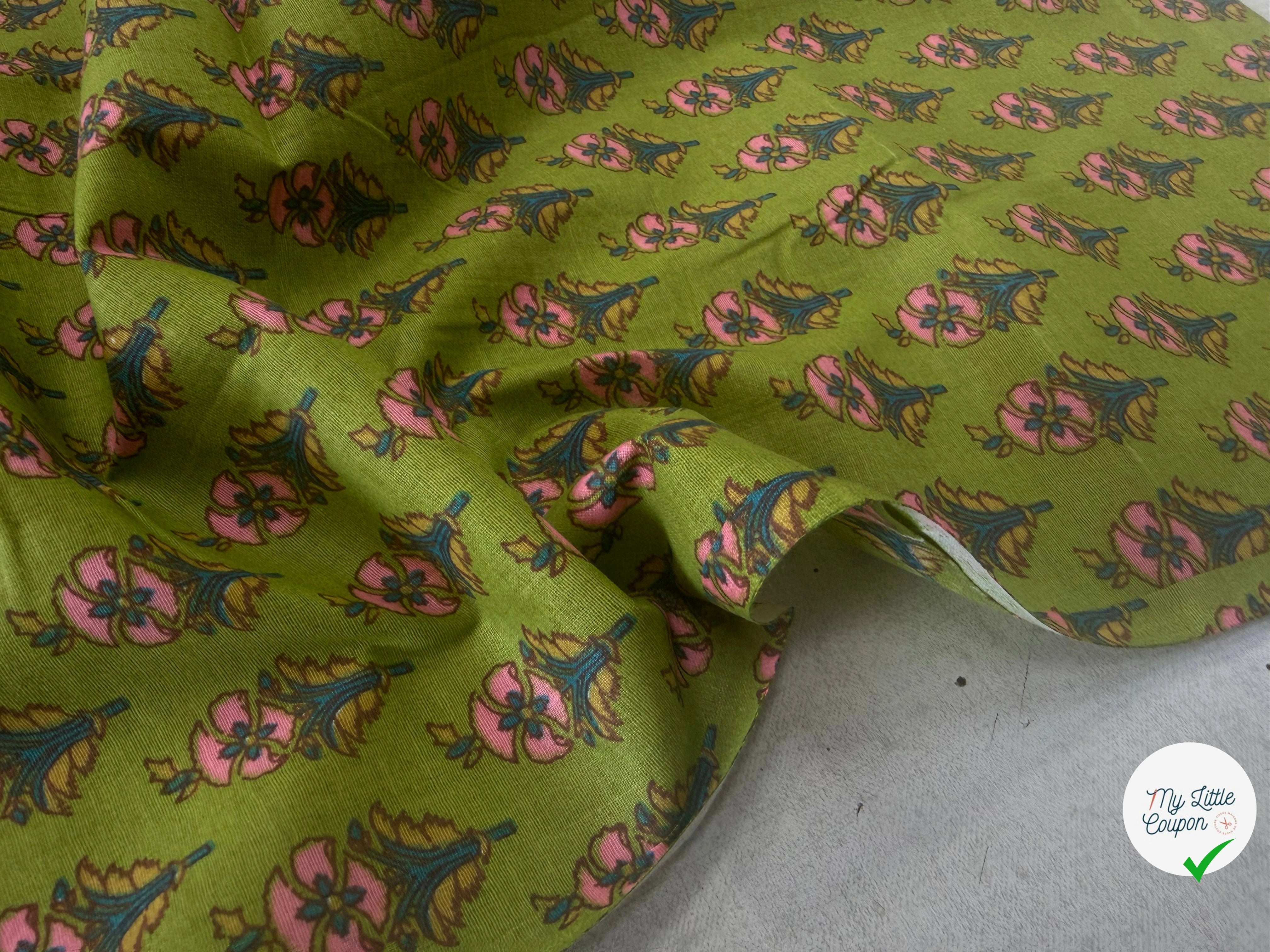 COTON INDIEN TAJ-MAHAL 012 VERT LAIZE 110 - My Little Coupon