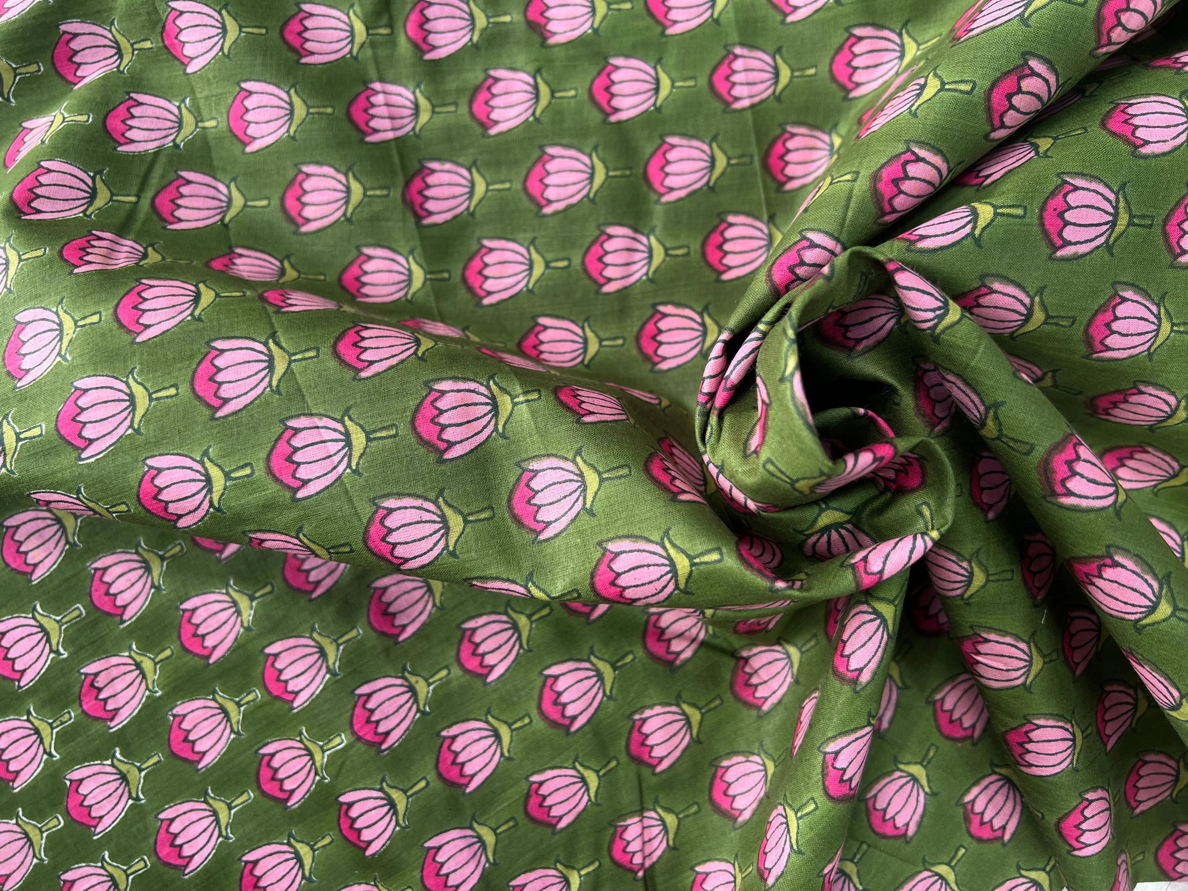 COTON INDIEN TAJ-MAHAL 013 VERT LAIZE 110 - My Little Coupon