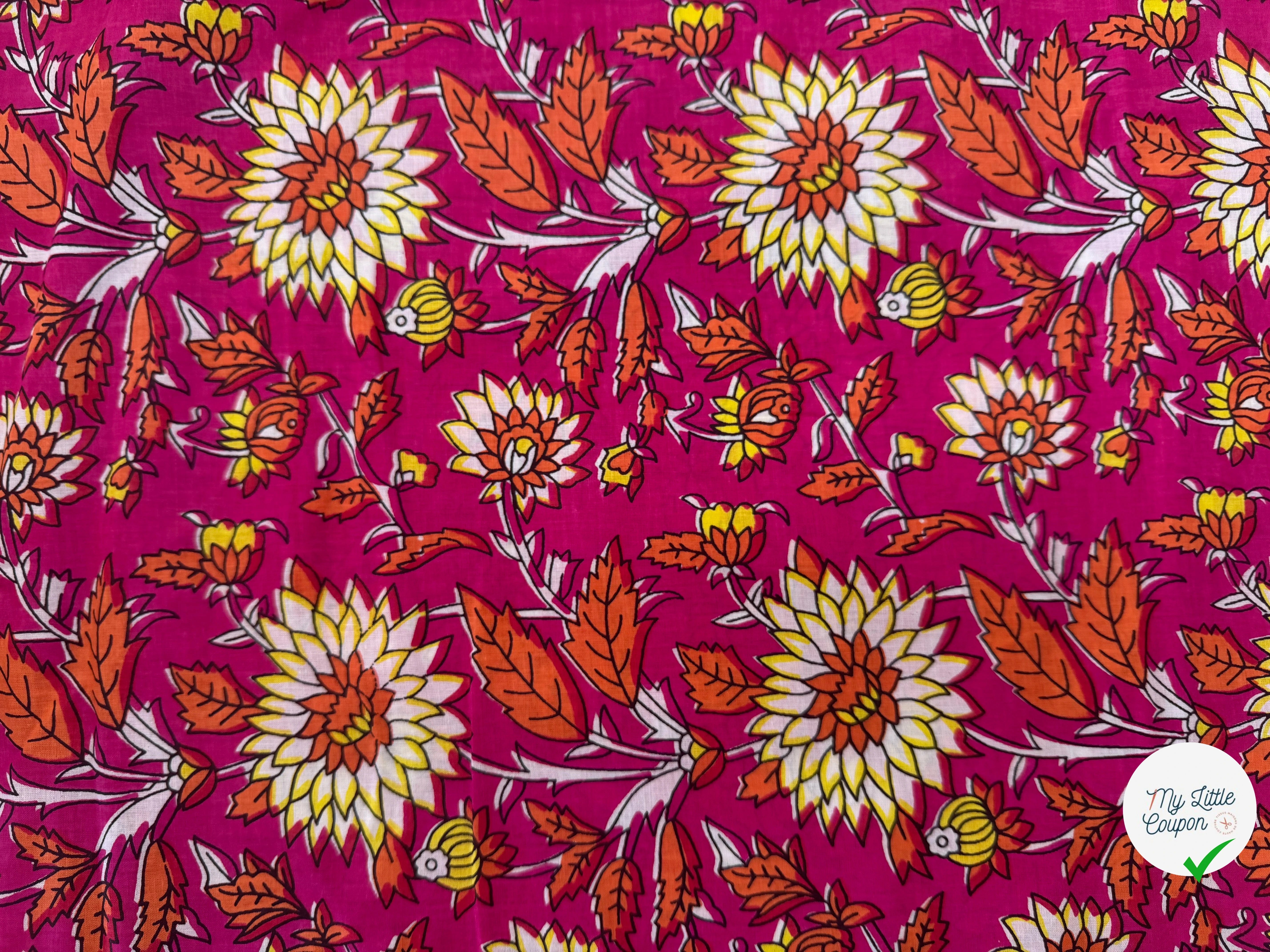 COTON INDIEN TAJ-MAHAL 018 FUCHSIA LAIZE 110 - My Little Coupon