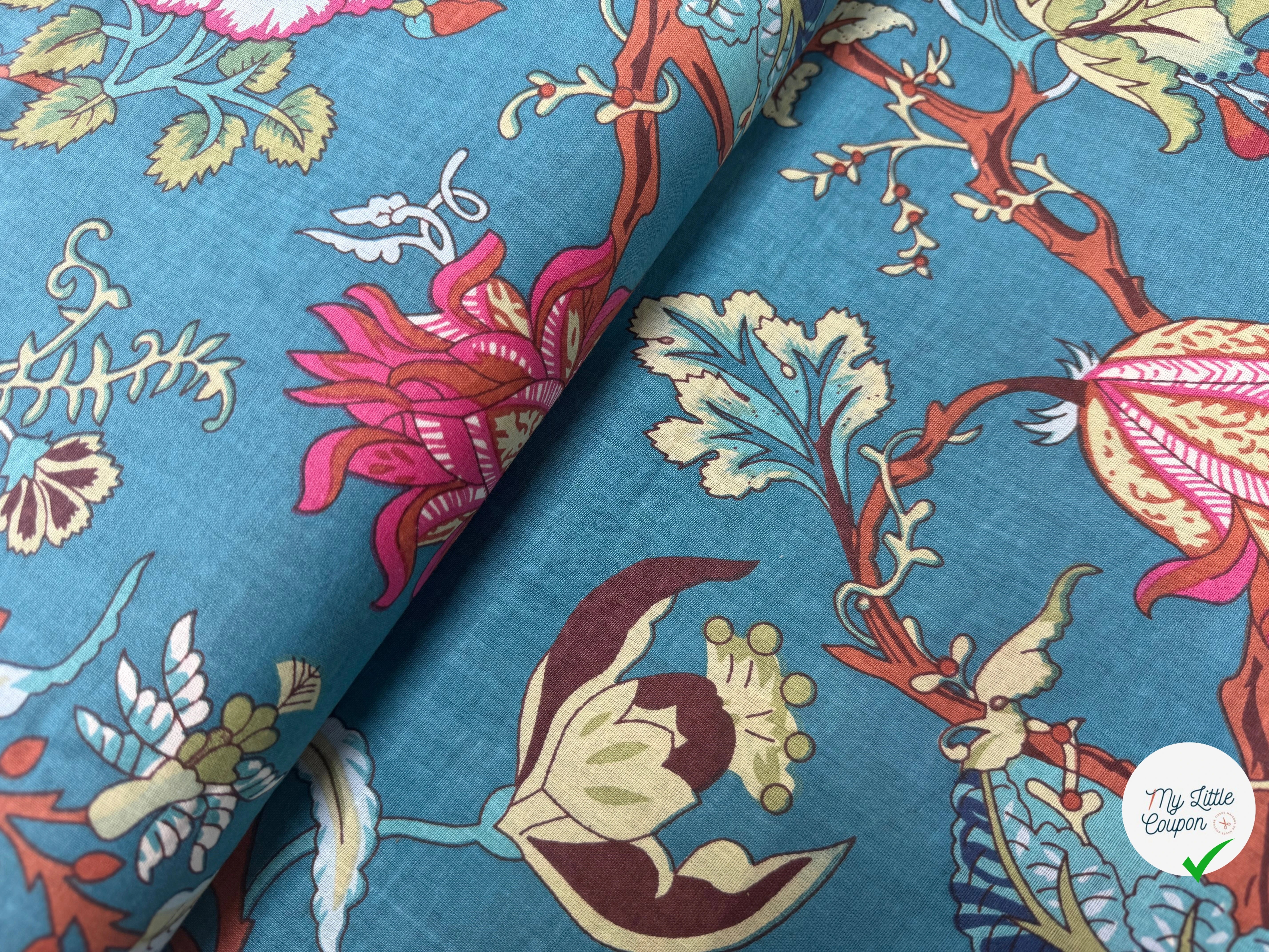 COTON INDIEN TAJ-MAHAL 028 BLEU LAIZE 110 - My Little Coupon